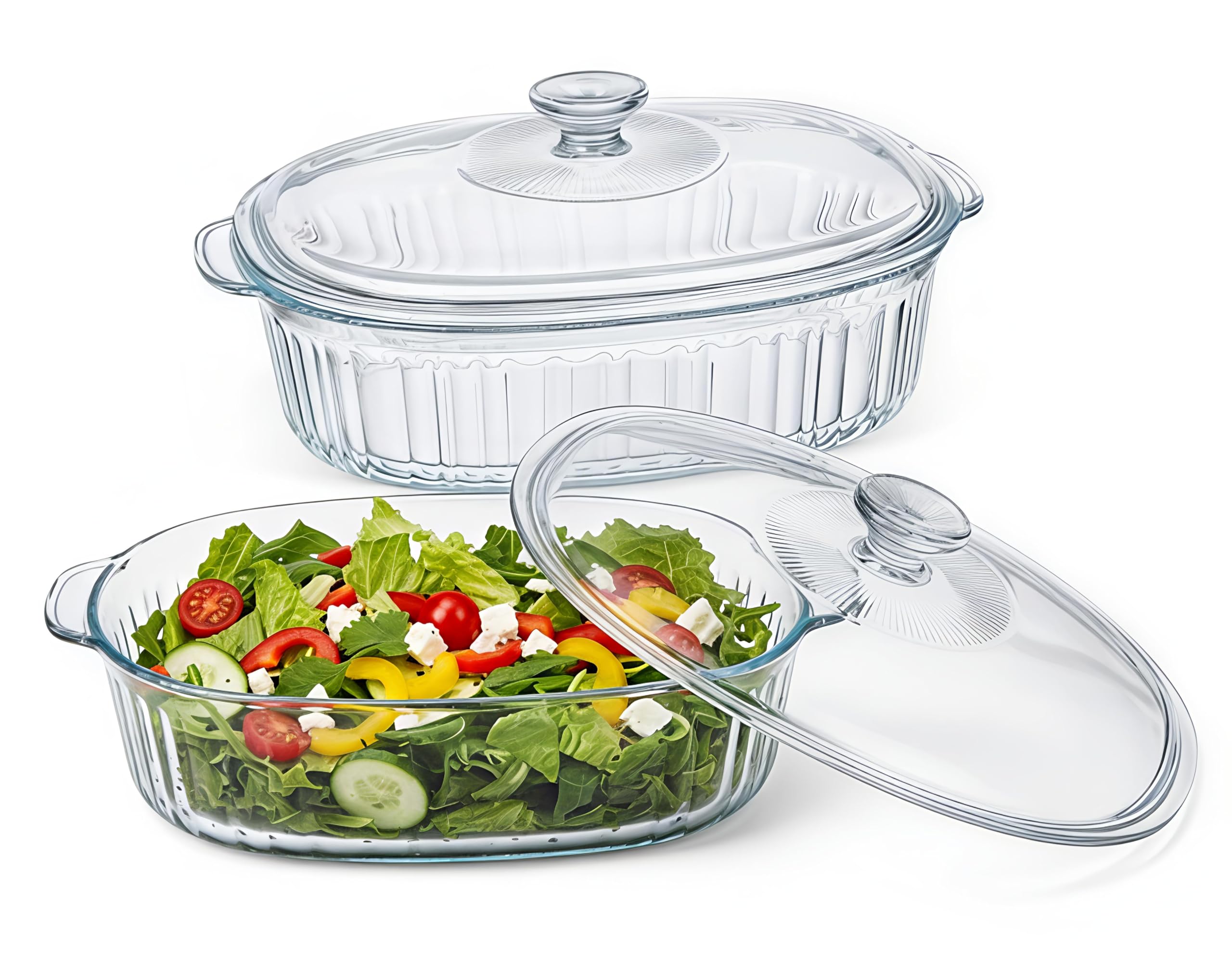 R Bhimaji  Glass Casserole With Lid  Food Serving Bowl With Glass Lid  Glass Bowl For Kitchen  Microwave & Oven Use Safe  R