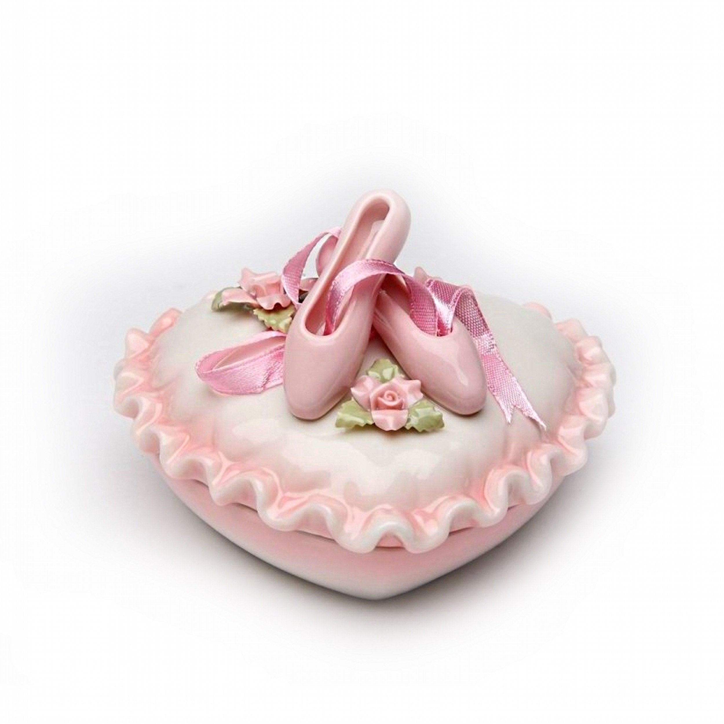 Cosmos 10603 Fine Porcelain Ballererina Shoe Heart Shape Box, 4-Inch