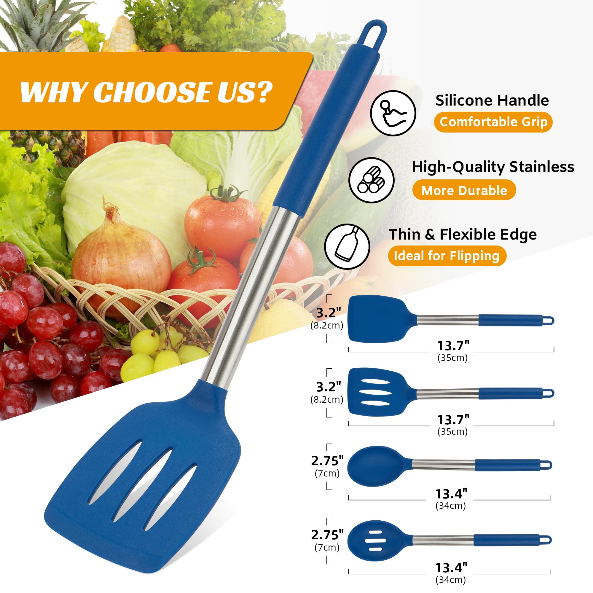 Yasuebi Kitchen Utensils Set Of 4 Pack,Silicone Cooking Utensils Set For Nonstick Cookware,Perfect For Baking And Mixing,Spatula