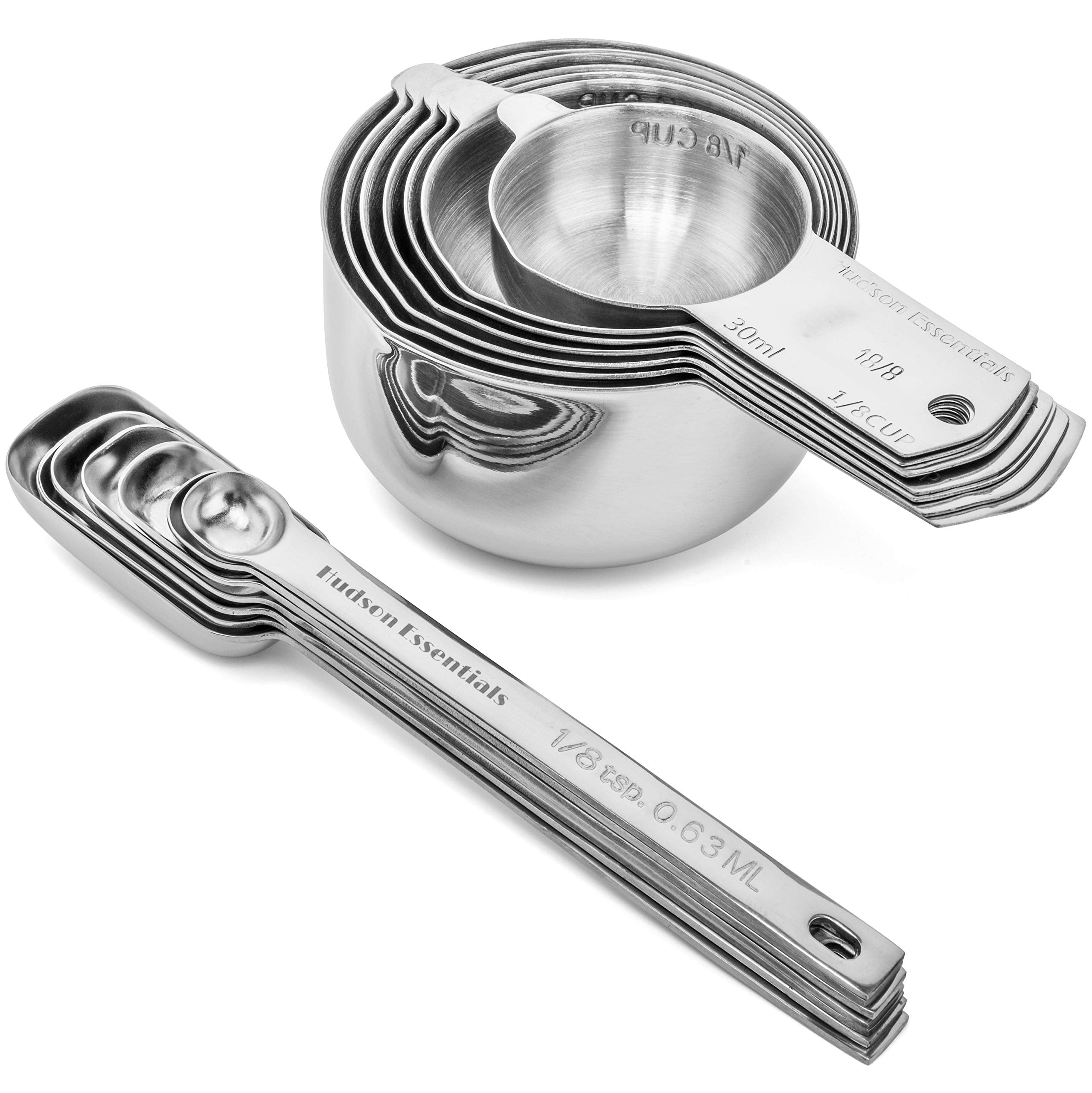 Hudson Essentials Stainless Steel Measuring Cups And Spoons Set (14 Piece Set)