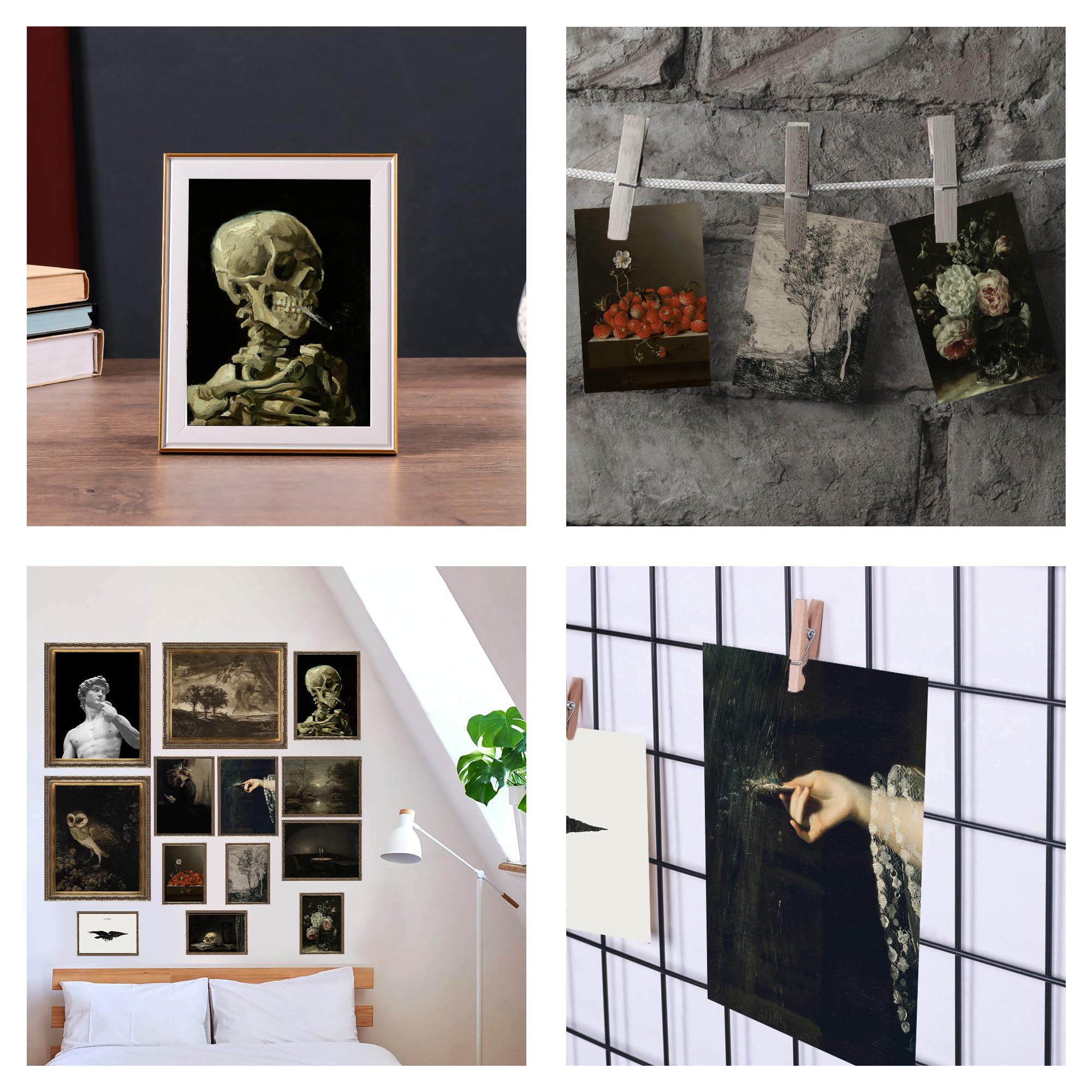 Baykul Dark Academia Room Decor, Gothic Home Decor, Halloween Decoration Set Of 13, Victorian Decor, Witchy Gallery Wall Art For