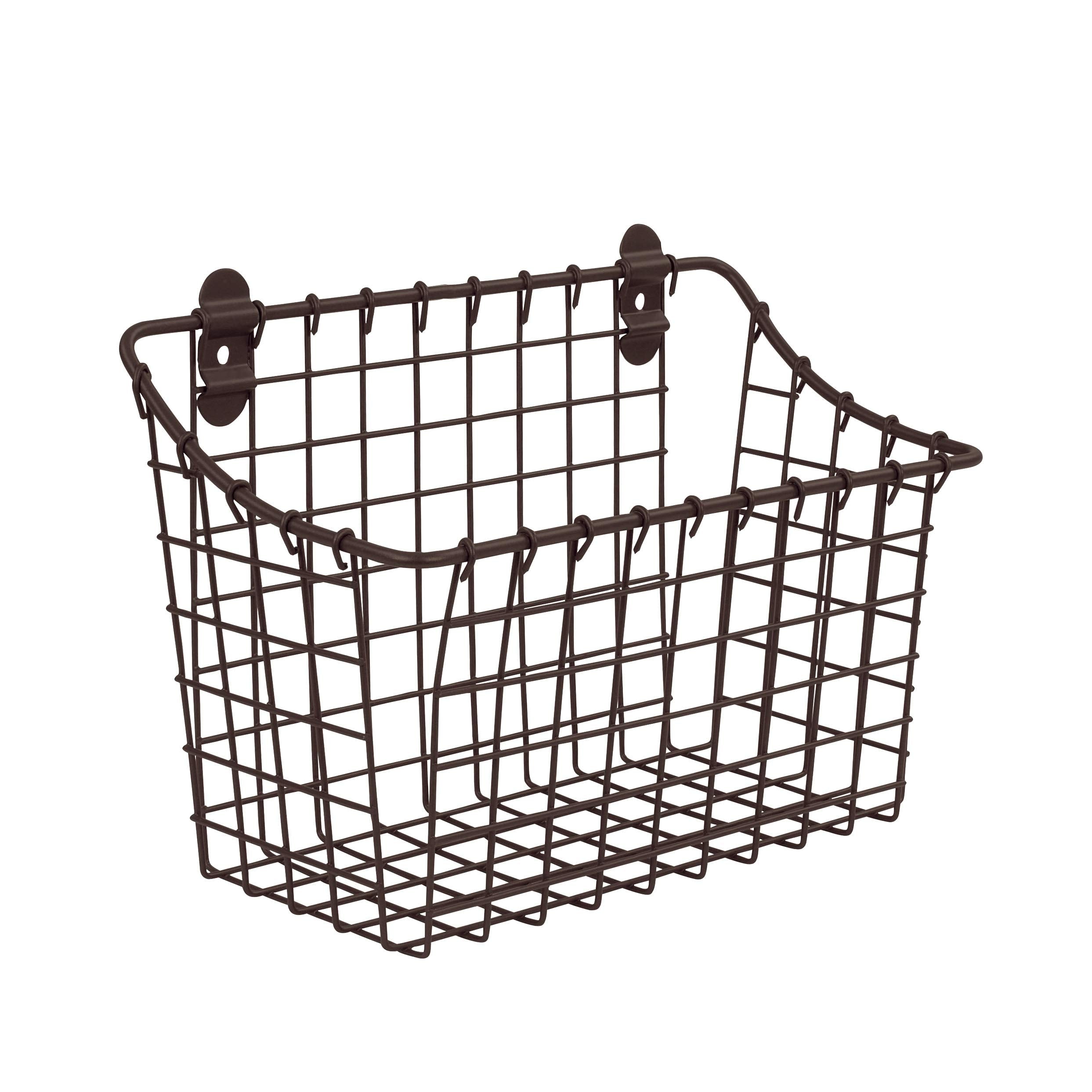 Spectrum Diversified Vintage Wall Mount Storage Basket, Large, Bronze