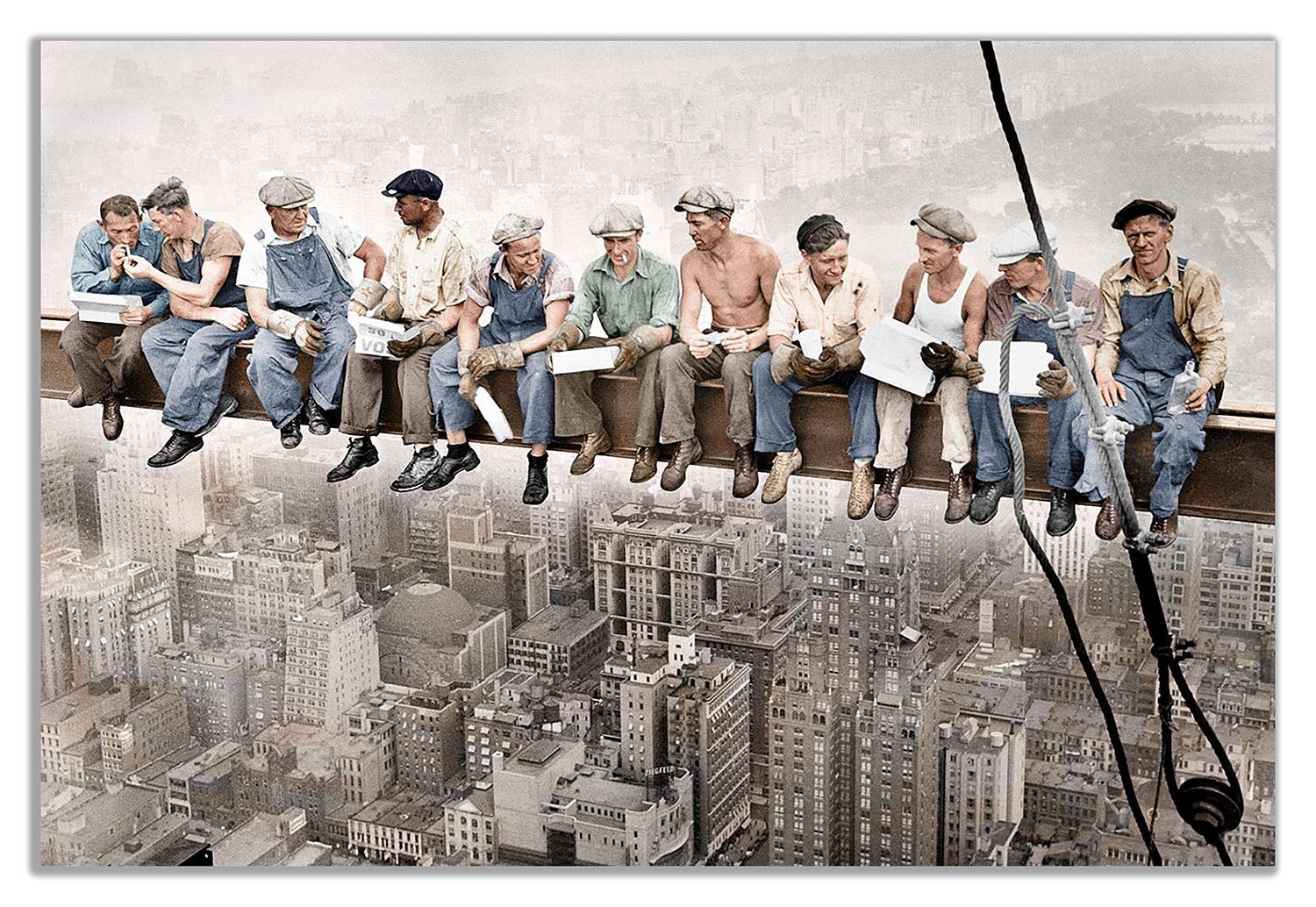 Panther Print Canvas Print, 61X41 Cm (24X16In), Lunch Atop Of A Skyscraper With Colour