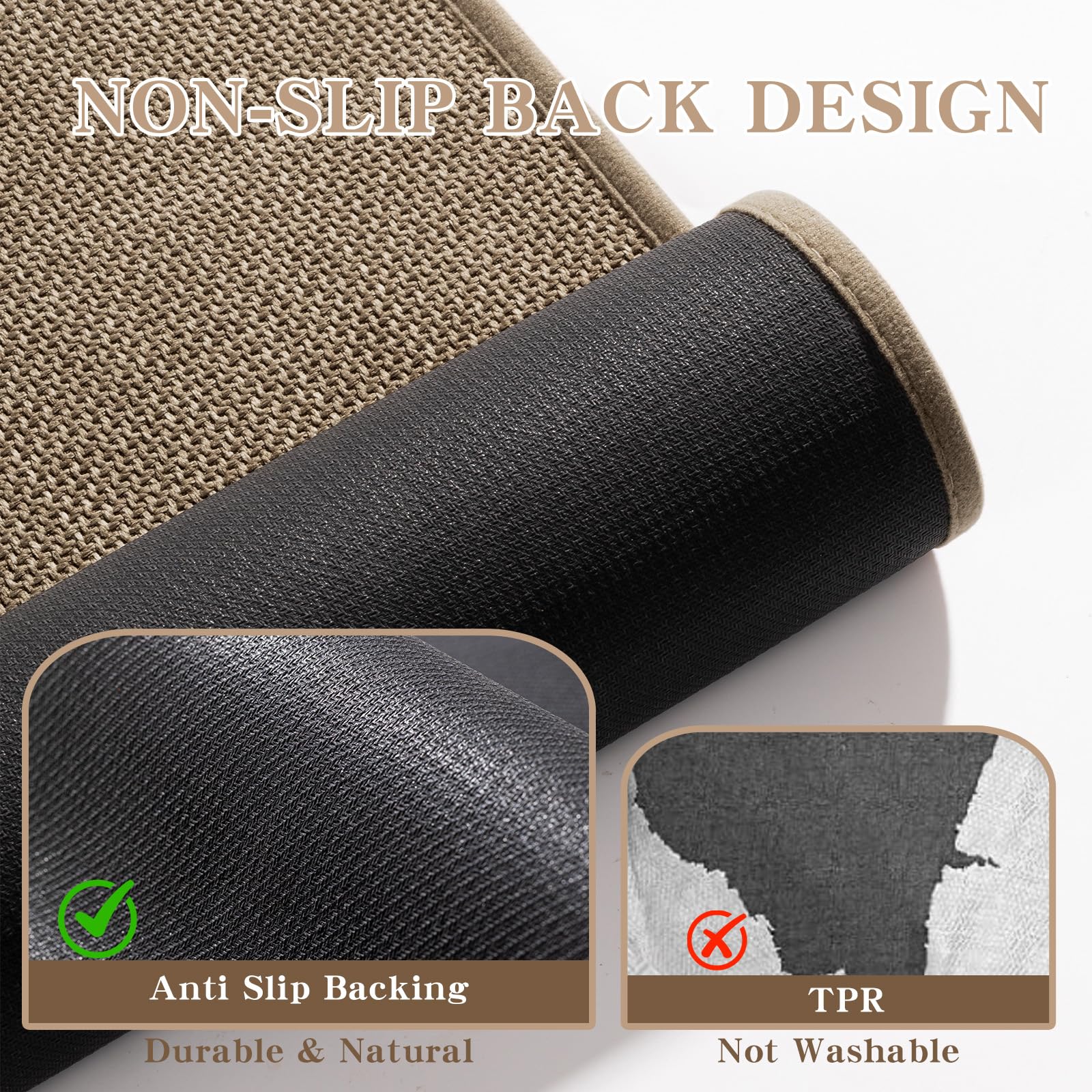 Chakme Bathroom Rugs Mat 47X17, Ultra Thin Non Slip Bath Mat Runner Quick Dry Absorbent Bath Mat For Bathroom Floor, (Dark Beige