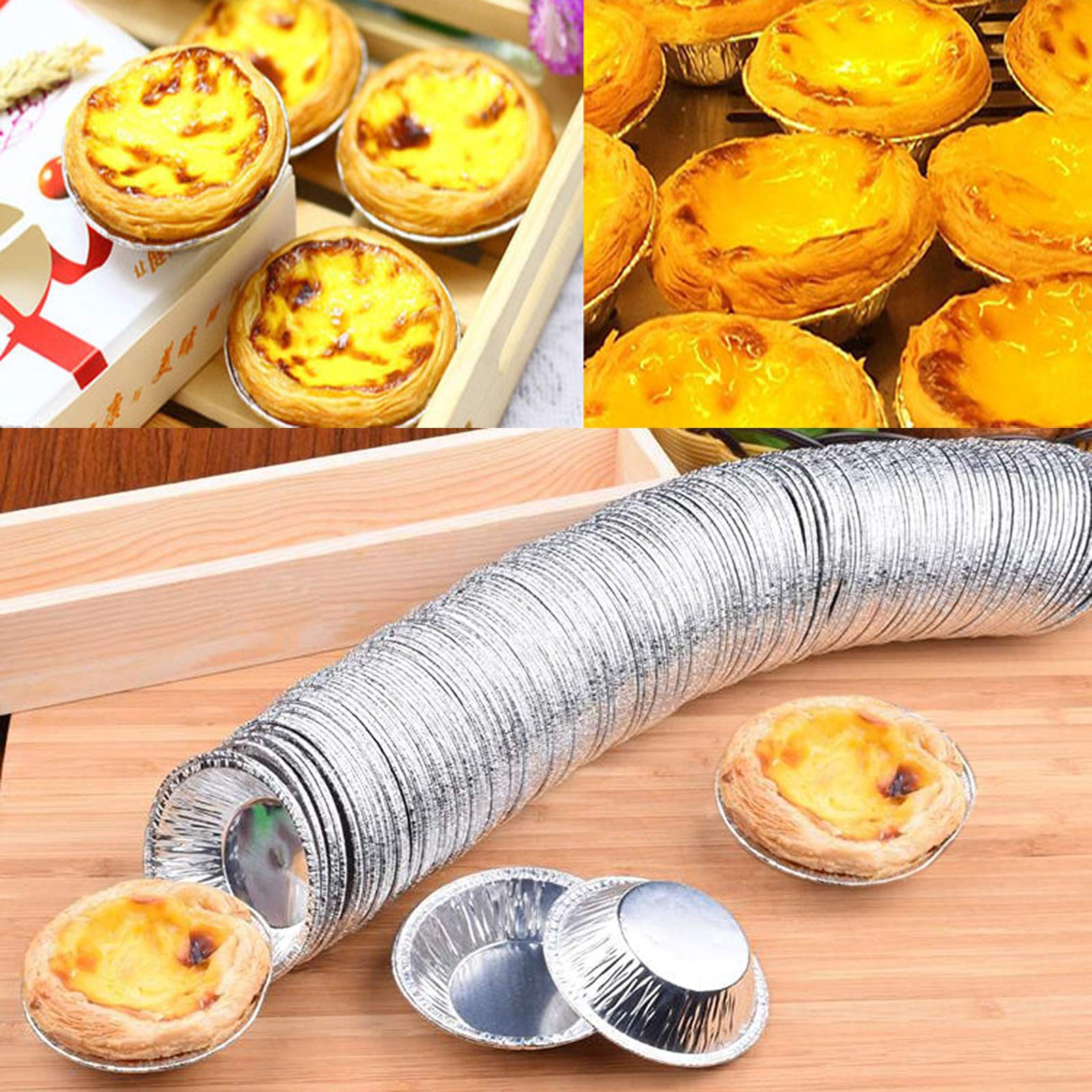 Hxhlyh 200 Pack 2.76Inch Disposable Aluminum Foil Cake Cups And Disposable Mini Pie Egg Tart Mold Tin Foil Pot Baking Supplies