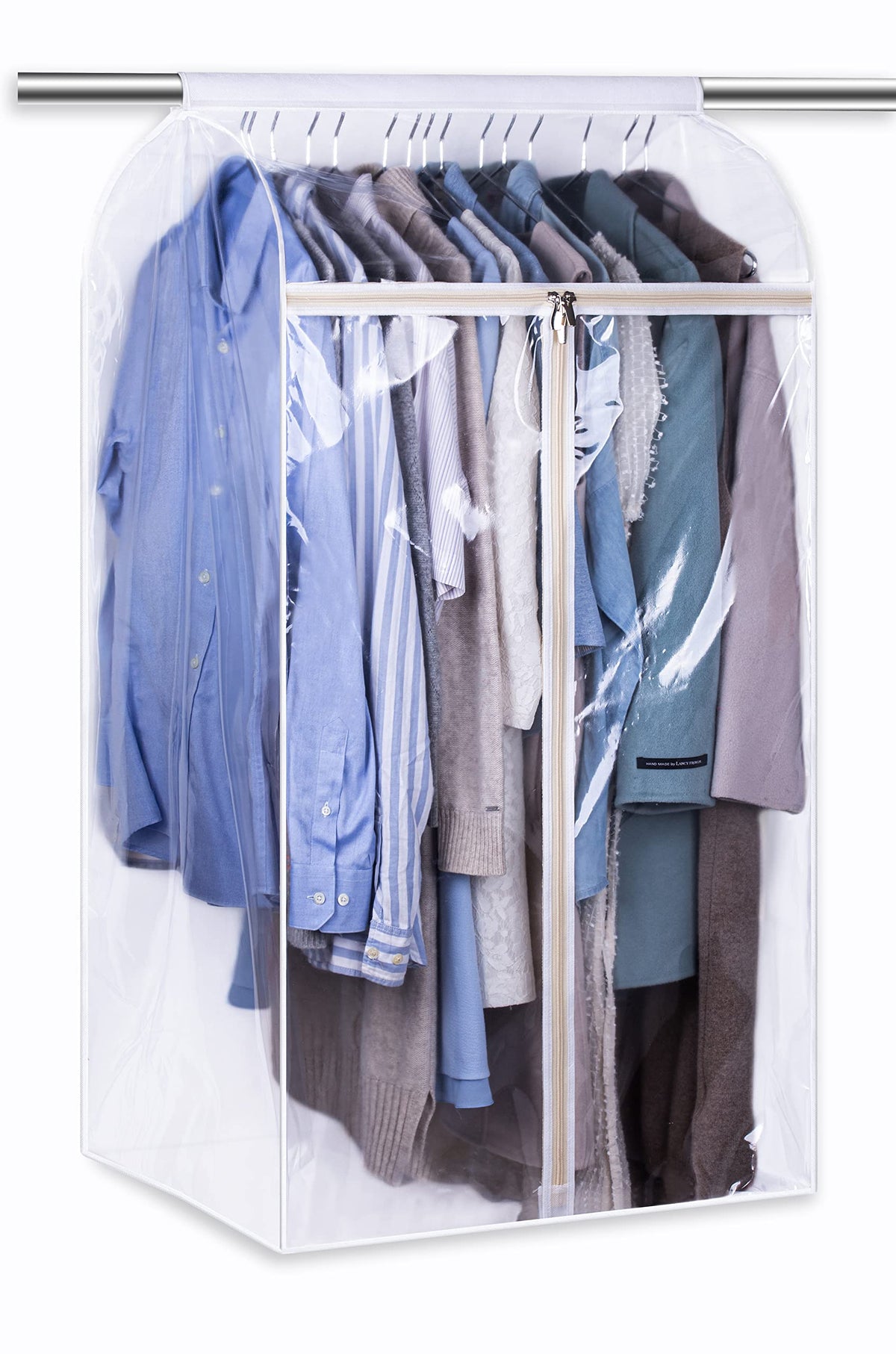 Keetdy 43'' Hanging Garment Bags For Closet Storage Large Clear Window Hanging Clothes Storage Garment Rack Cover Coat Protector