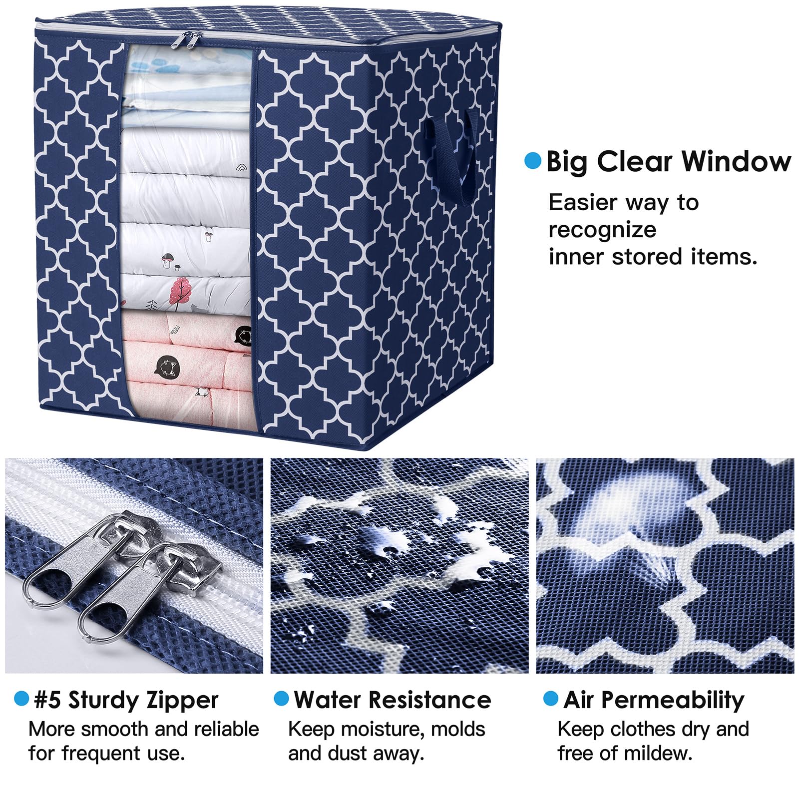 WISELIFE Storage Bags [2 Pack/100L] Large Blanket Clothes Organization and Storage Containers for Comforters,Bedding, Foldable O