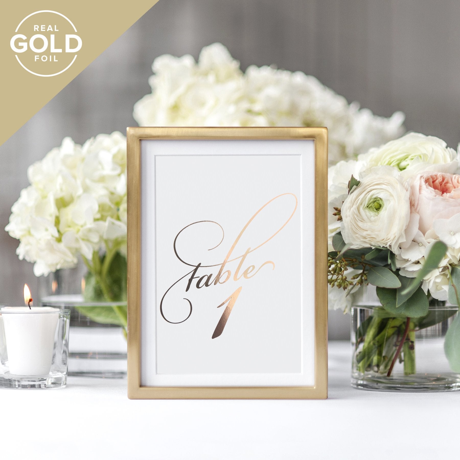 Bliss Collections Table Numbers, Rose Gold Foil, Double-Sided Cards Plus Head Table Card For Your Wedding, Reception, Anniversar