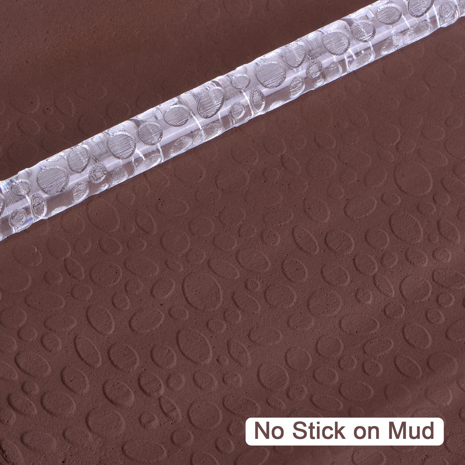 Harfington Acrylic Embossed Rolling Pin 6.3 Inch Cobblestone 3D Pattern Acrylic Non-Stick Roller Fondant Embossing Clay Rolling