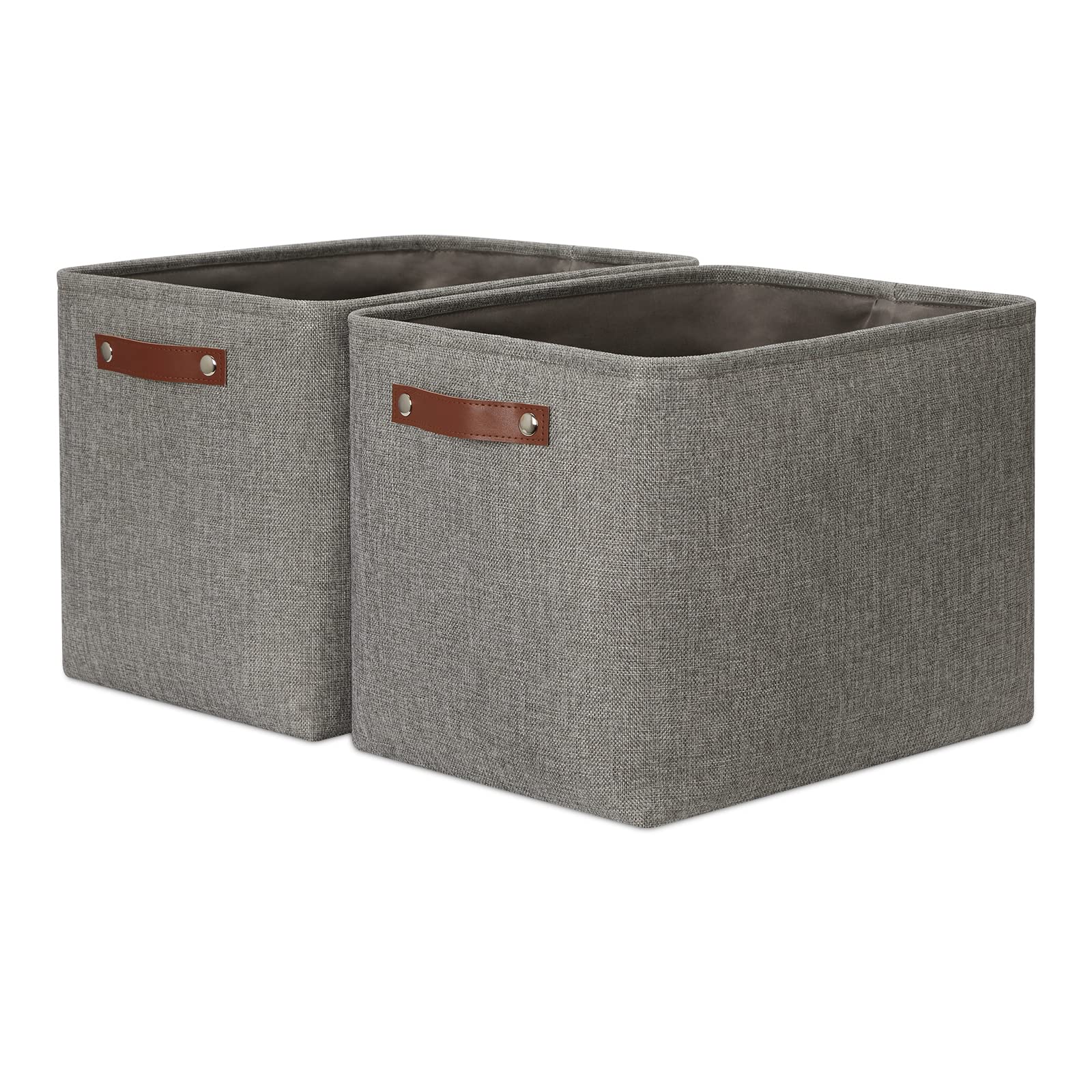 Dullemelo Grey Storage Baskets For Organizing 2 Pack 16''X12''X12'' Fabric Shelf Baskets For Gifts Empty Large Storage Organizer