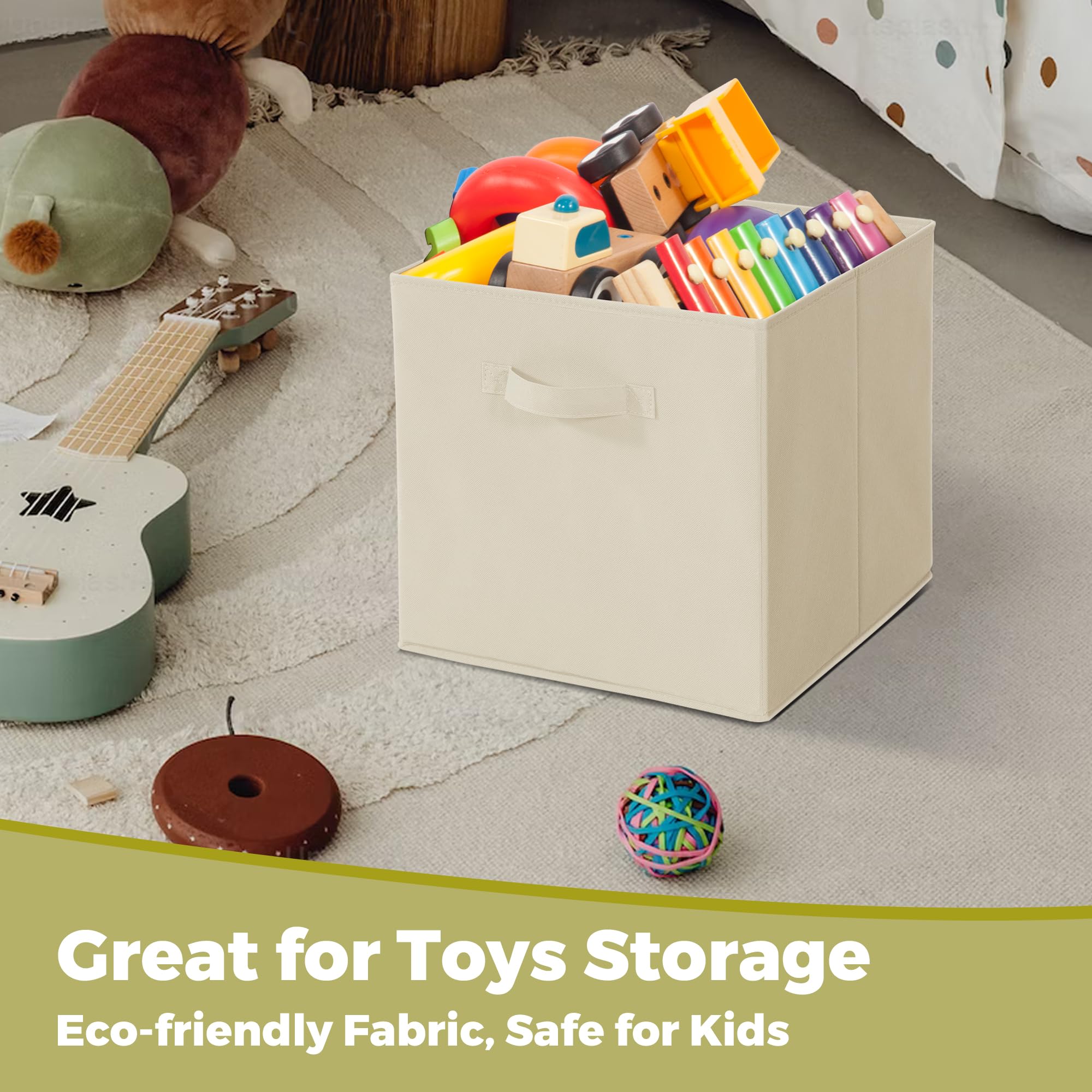 Storageideas 11X11 Storage Bins, Set Of 10 Storage Cubes, Collapsible Cube Storage Bins, Fabric Closet Organizers With Handles F