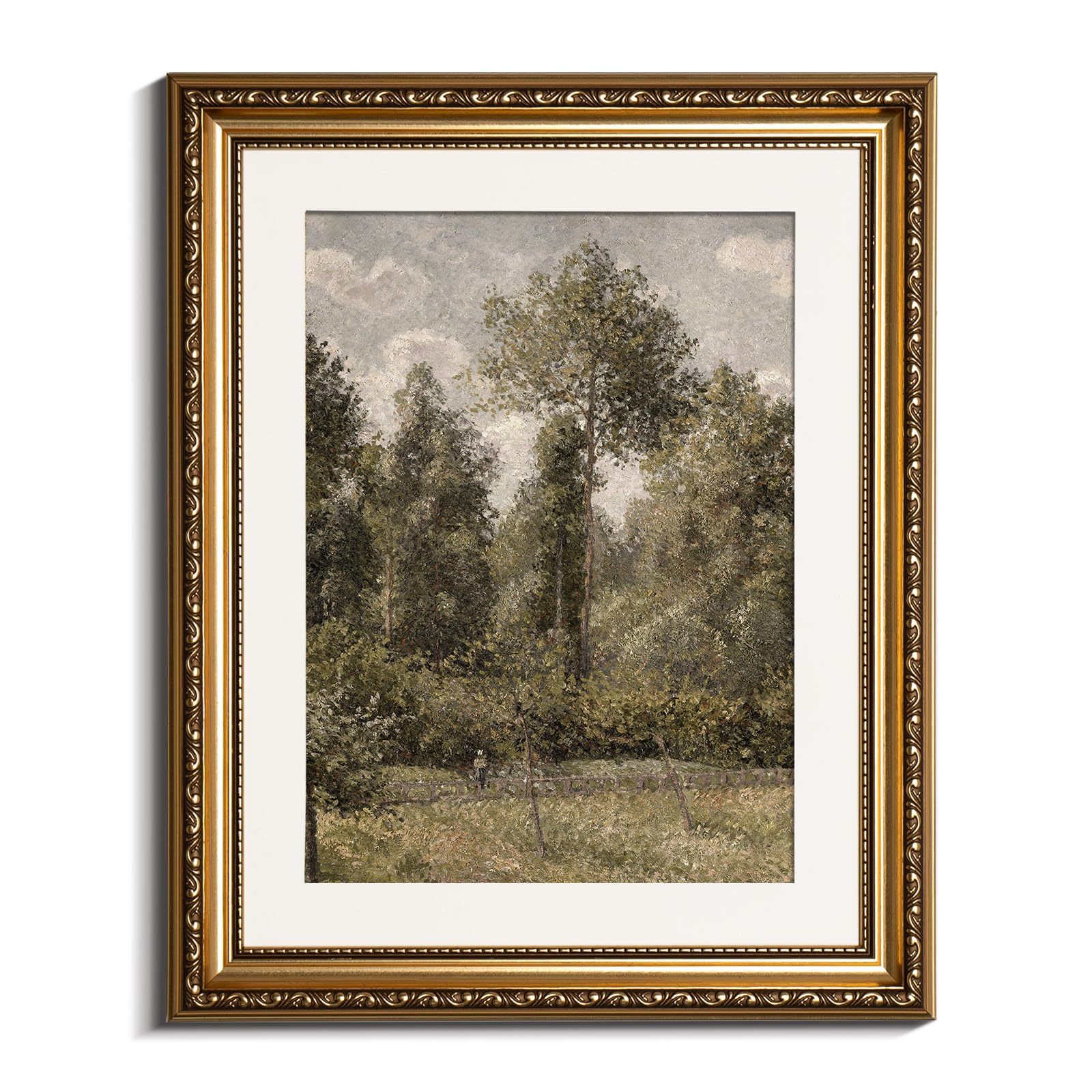 InSimSea Retro Gold Framed Wall Art, Home Room Poplars Vintage Wall Decor, Canvas Print Artwork, Farmhouse Country Decor, Antiqu
