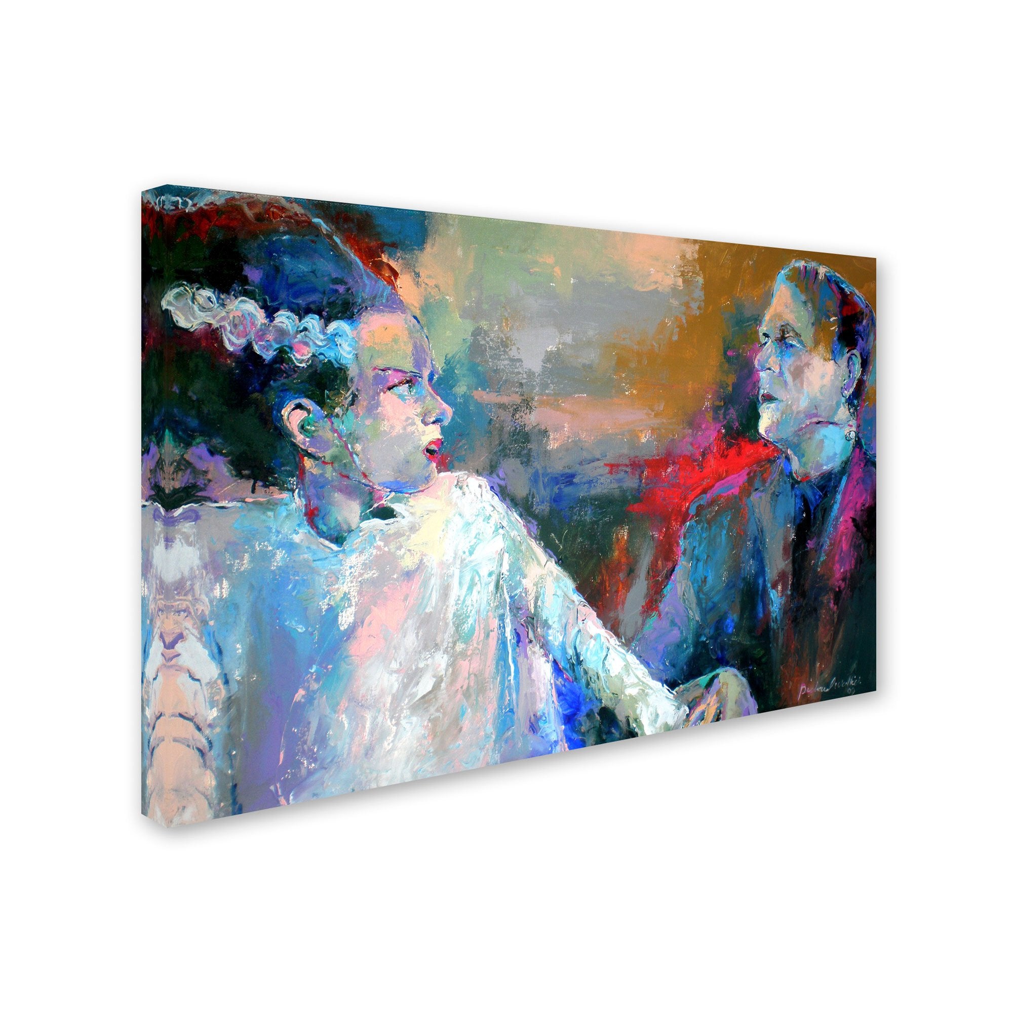 Frankenstein And His Wife By Richard Wallich, 16X24-Inch Canvas Wall Art