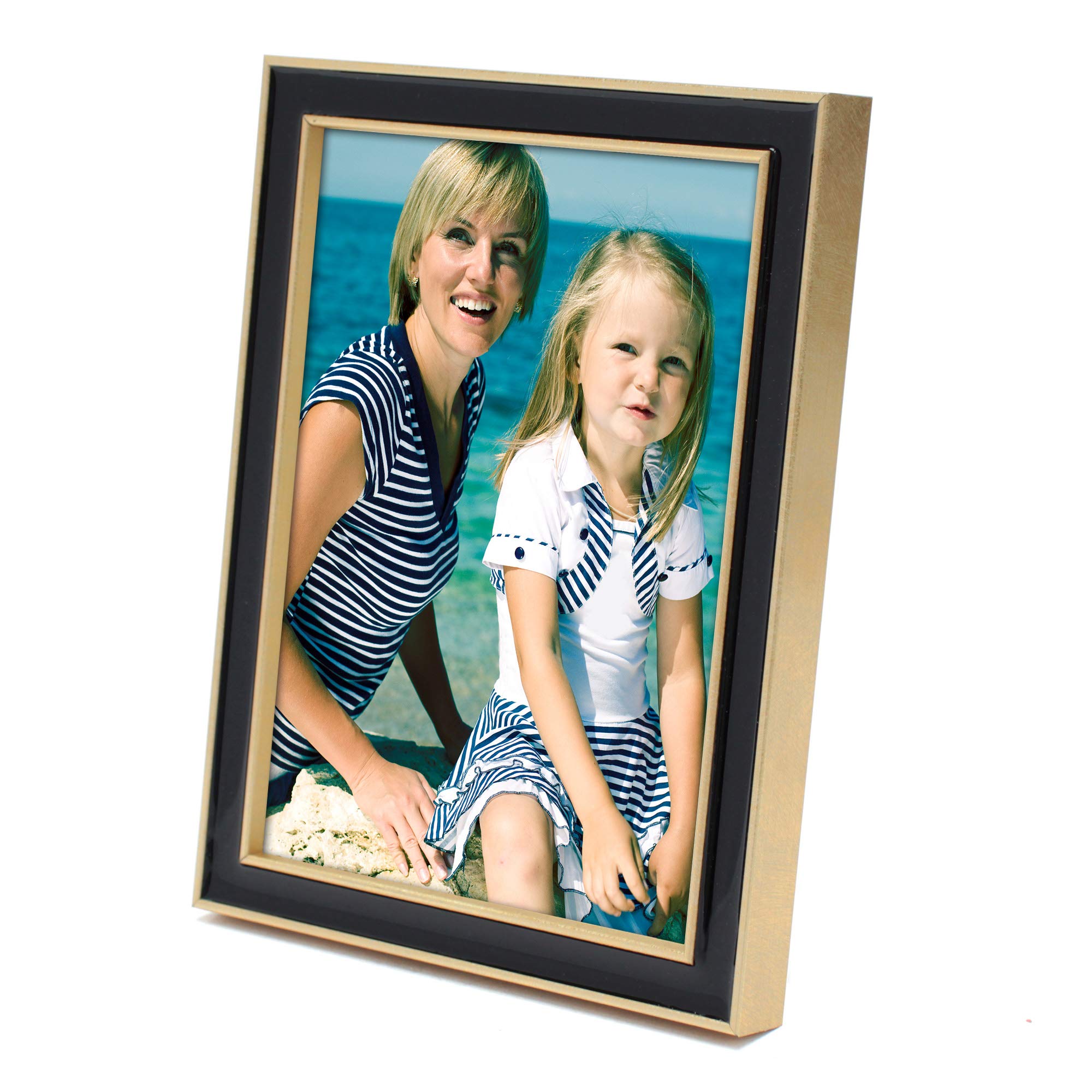MIMOSA MOMENTS Brass tone Picture Frame with Black Enamel (Brass & Black,5x7 photo)