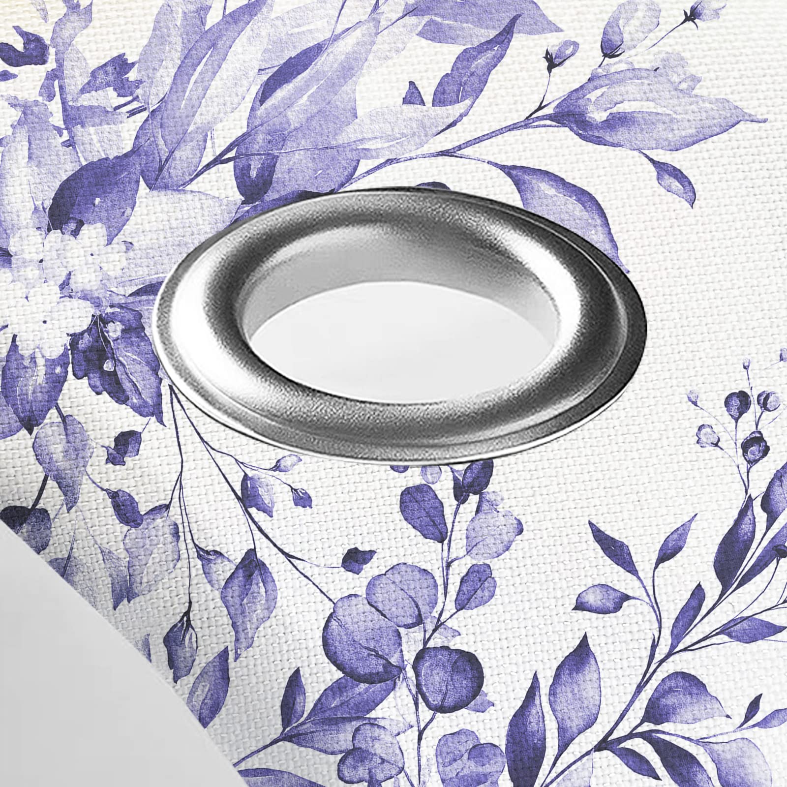 Tititex Very Peri Purple Blue Eucalyptus Shower Curtain Sets, Bright Watercolor Leaves On The Top Plant With Floral Bathroom Dec