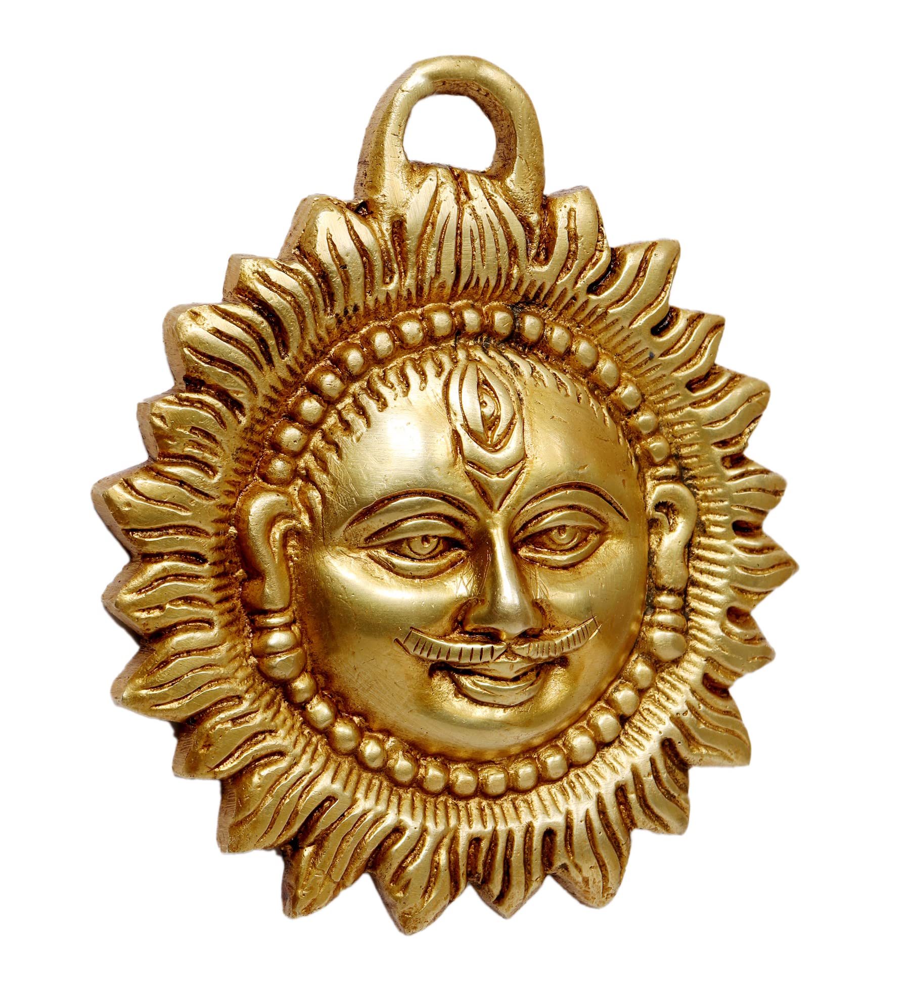 P.J.Handicrafts Brass Idol of Sun Face Wall Hanging for Positivity at Home & Office