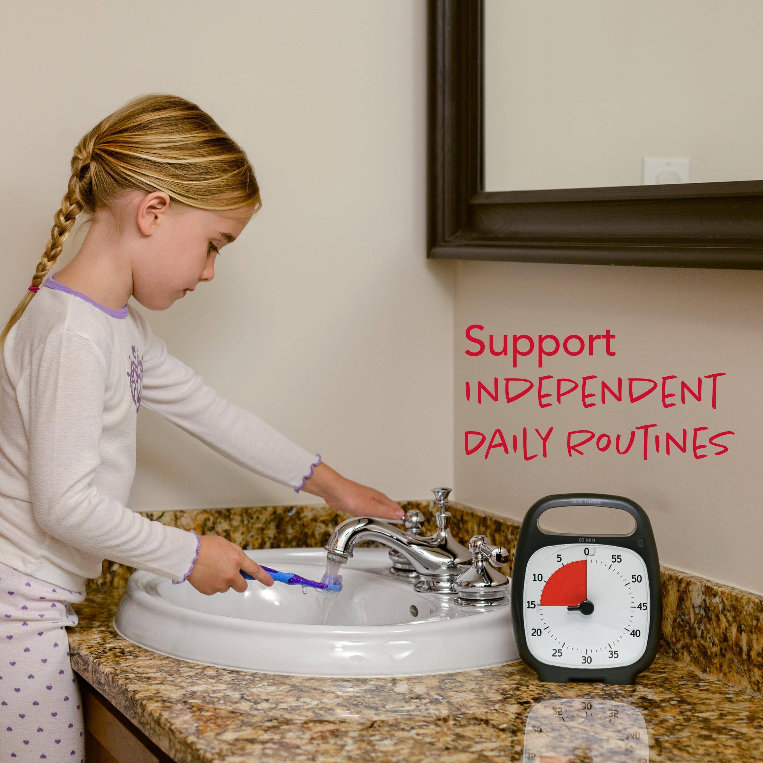 Time Timer Plus 60 Minute Desk Visual Timer - Countdown Timer With Portable Handle For Classroom, Office, Homeschooling, Study T