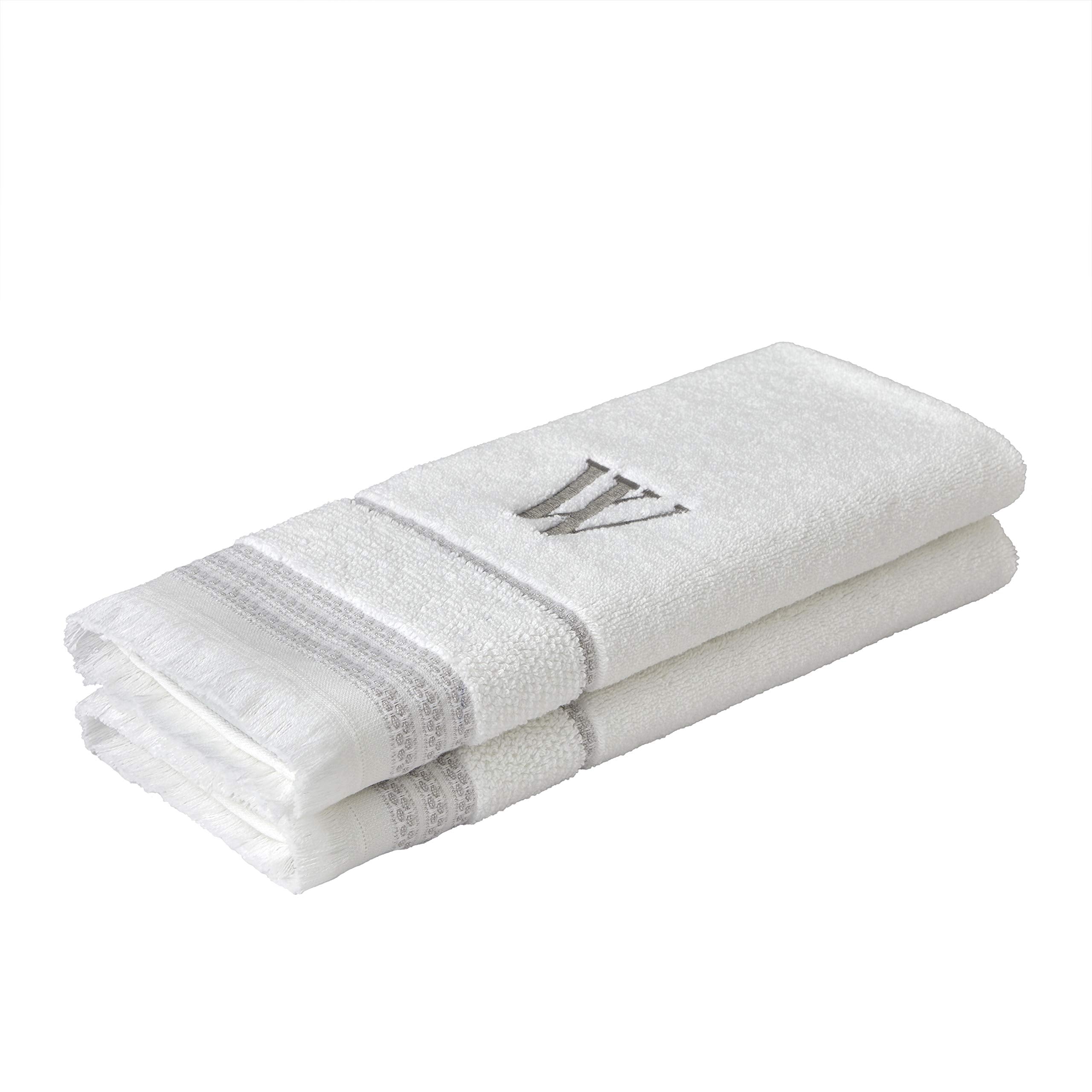 Skl Home Casual Monogram Hand Towel Set, W, 16X26, White 2 Count