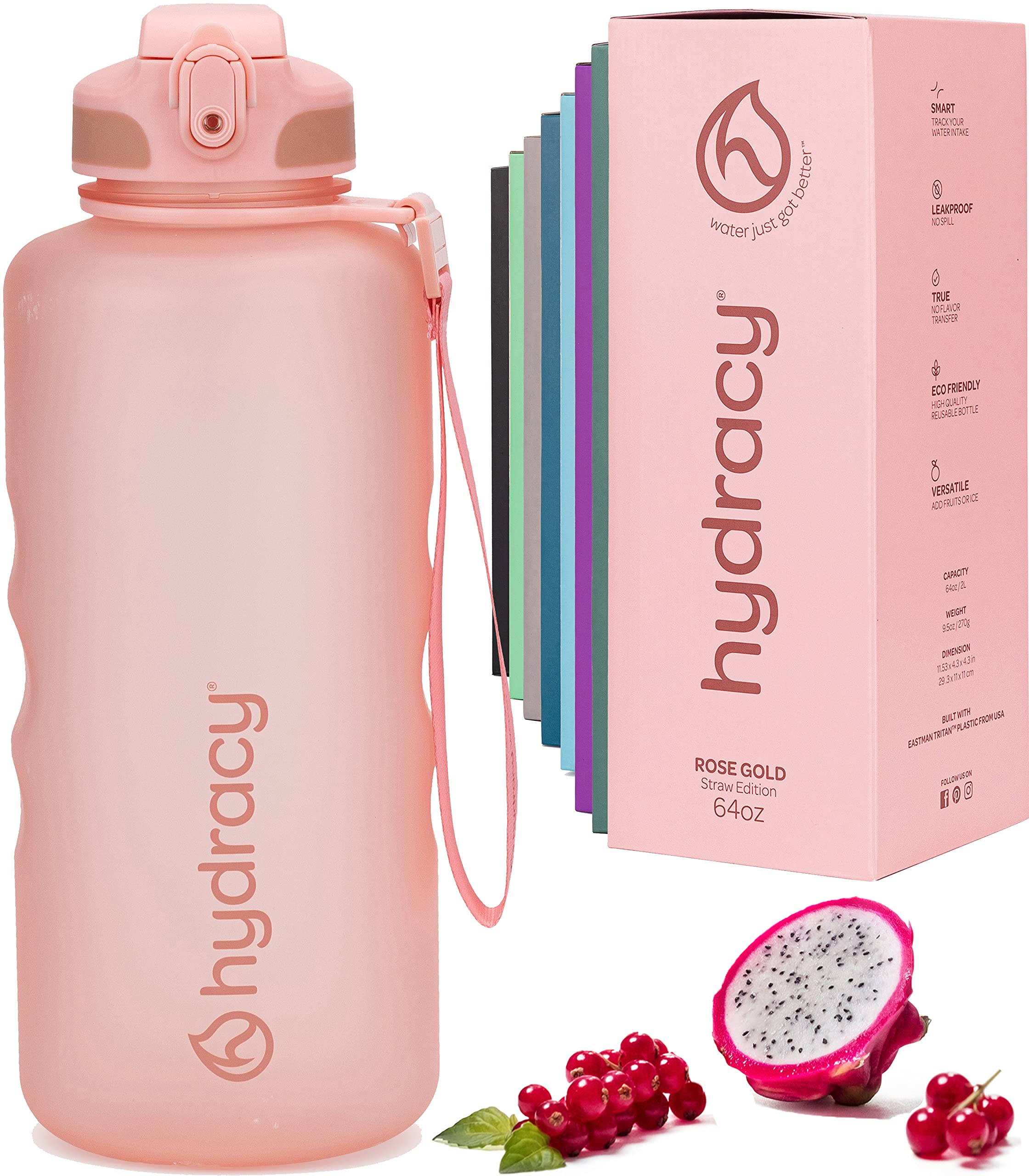 Hydracy Water Bottle With Times To Drink & Straw -Large Half Gallon 64Oz Bpa Free Motivational Water Bottle & No Sweat Sleeve -L