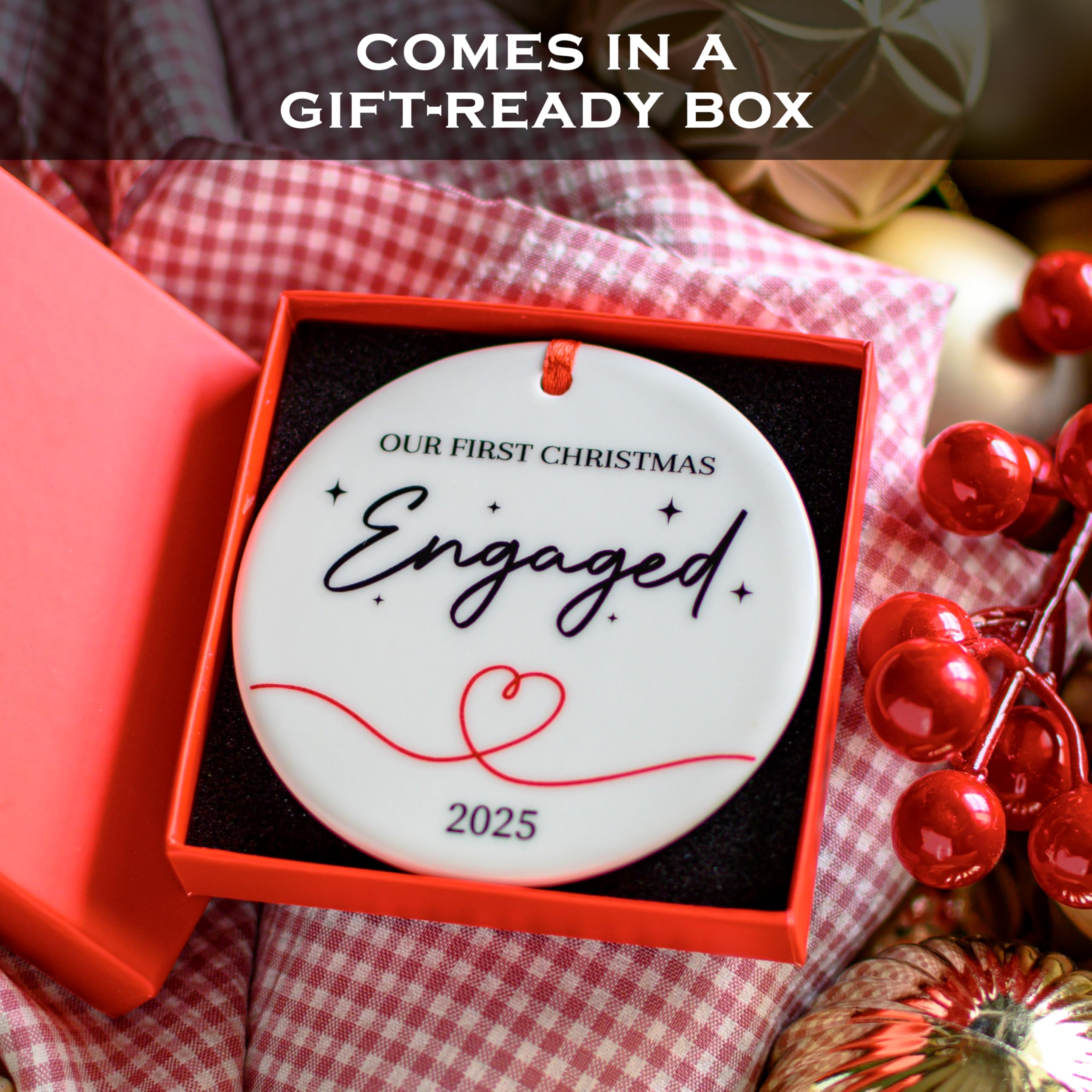 Our First Christmas Engaged Ornament 3 Inch, Engagement Christmas Ornament, Engaged Christmas Ornament 2025, She Said Yes Xmas D