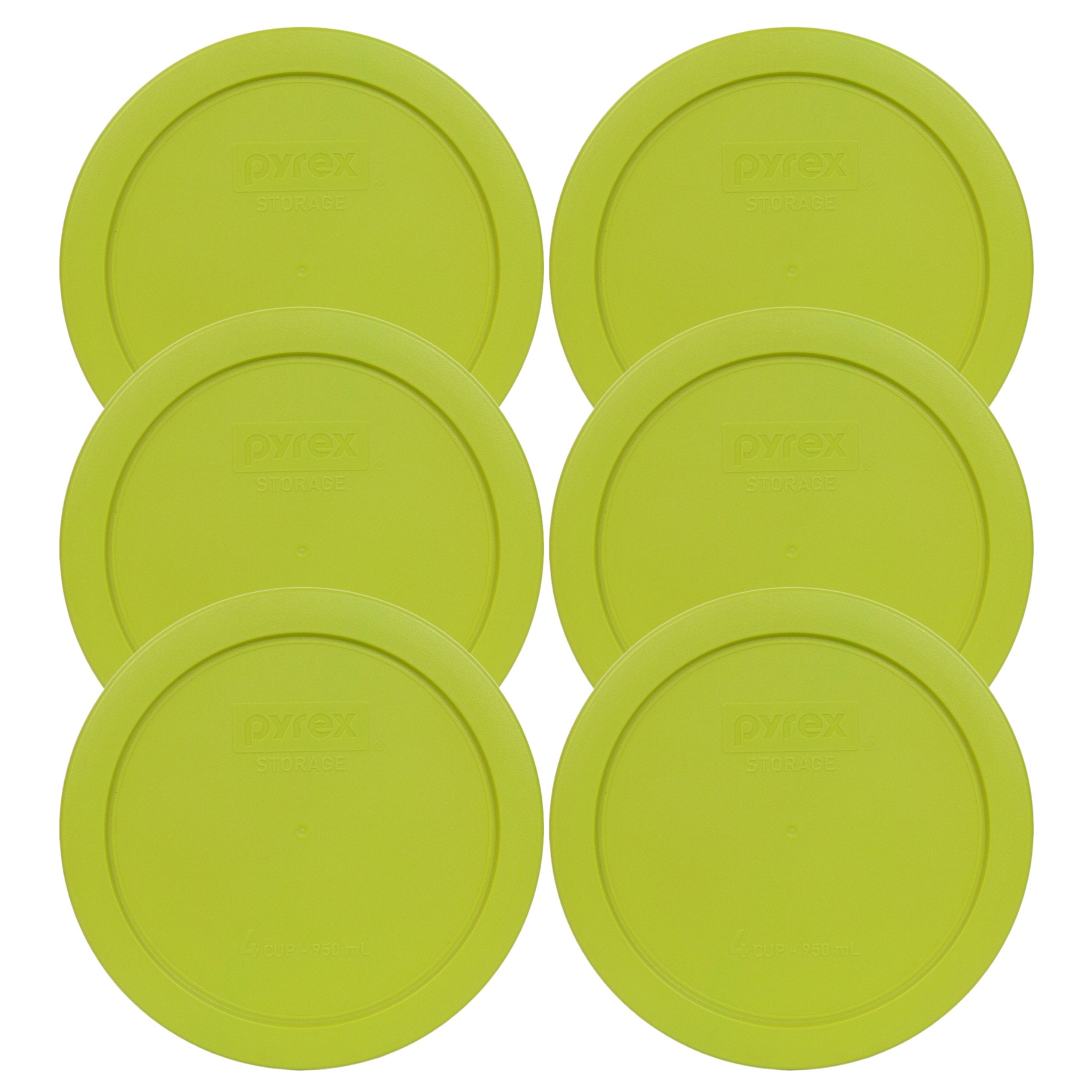 Pyrex 7201-PC 4-Cup Edamame Green Plastic Storage Lid, Made in USA - 6 Pack