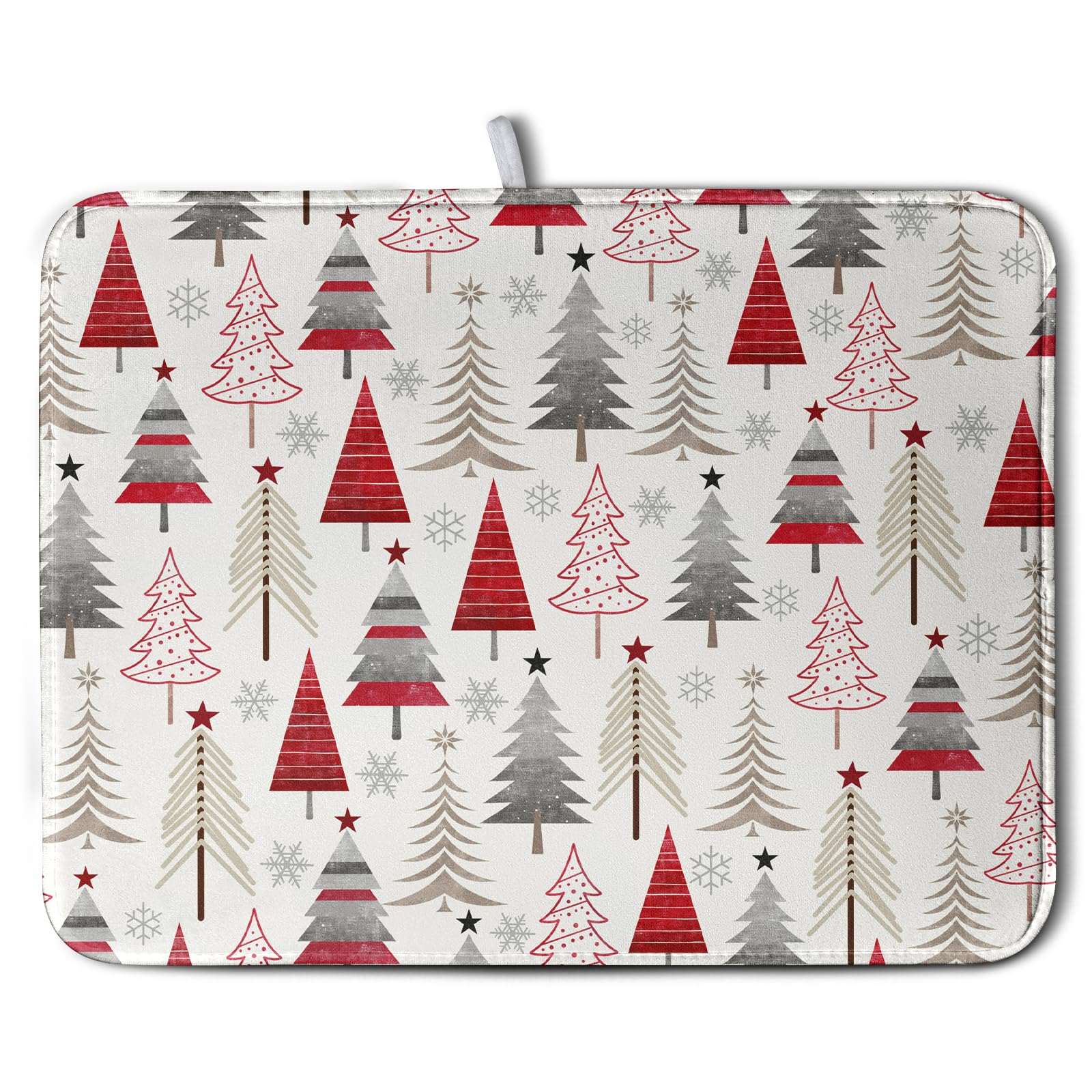 Wnoesat Christmas Dish Drying Mats for Kitchen Counter Xmas Tree Drying Mat Winter Holiday Dishes Drying Pad Microfiber Absorben