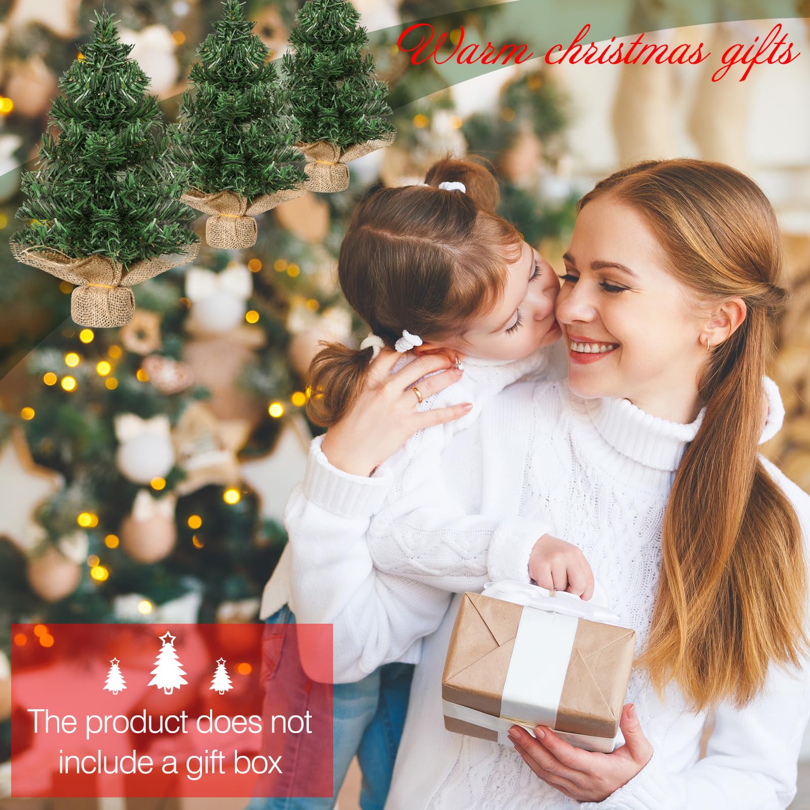 Yinder Tabletop 12 Pcs Mini Christmas Tree 5.91 Inches Artificial Mini Xmas Miniature Pine Christmas Tree with Linen Base for Xm