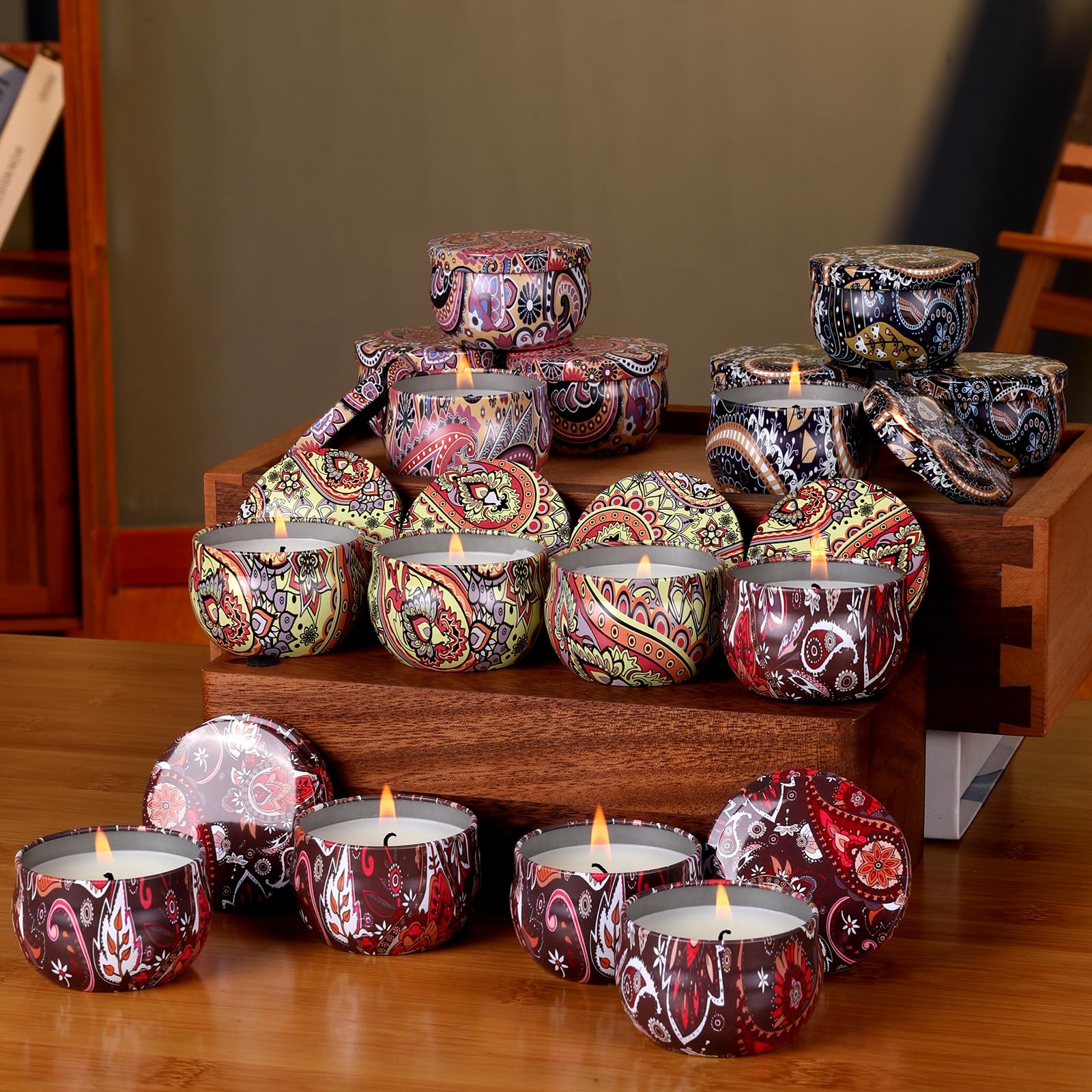 KNOURT 16 Pack Scented Candles Gift Set, Natural Soy Wax Travel Tin Candles for Home Scented, Ideal for Christmas, Birthday, Tha