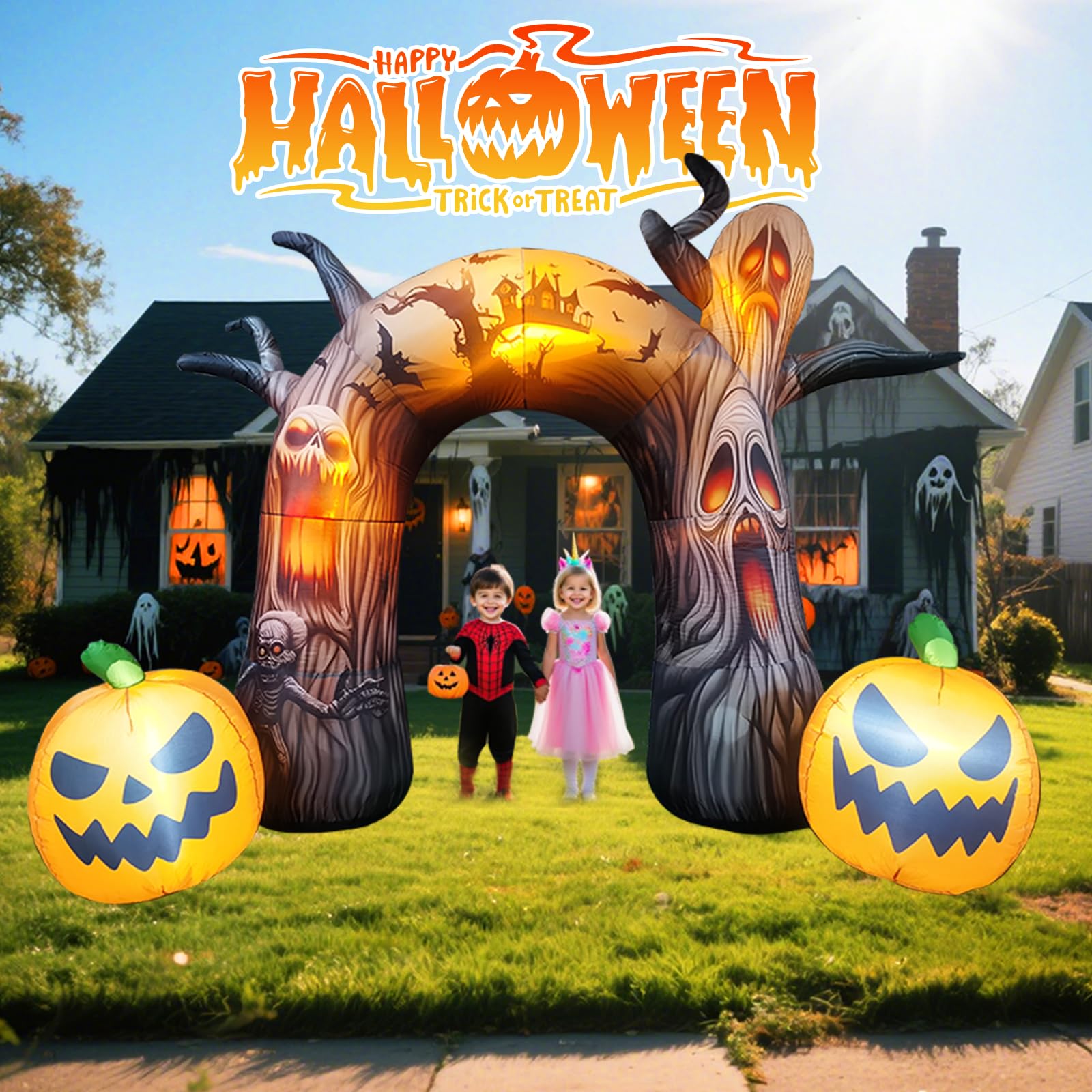 10FT Halloween Arch Inflatable with Built-in LED Lights, Demon Archway Inflatables Decoration, Blow Up Lawn Yard Garden Inflatab