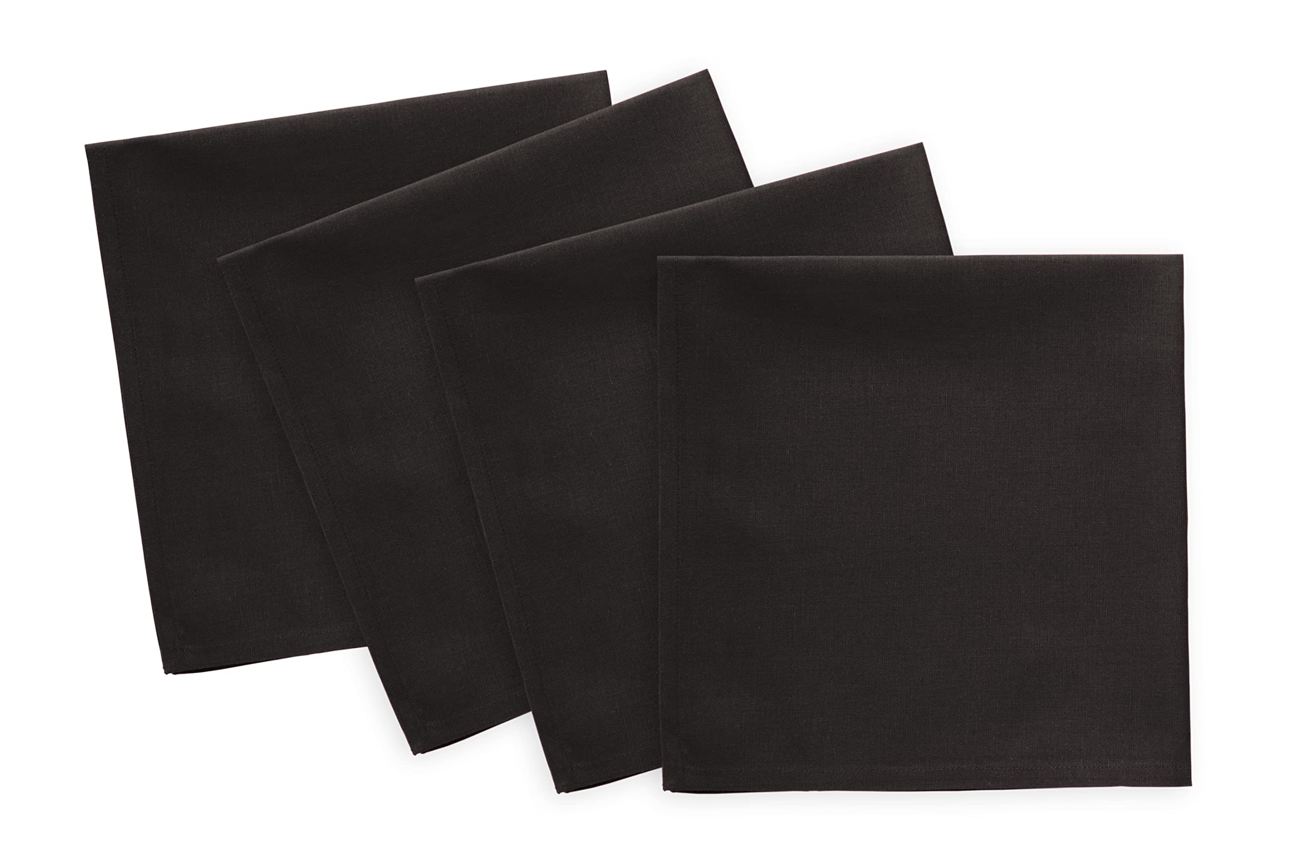 Solino Home Dinner Napkins 20 X 20 Inch - Dru Cotton Linen Black Cloth Napkins Set Of 4 For Spring, Easter - Handcrafted And Mac