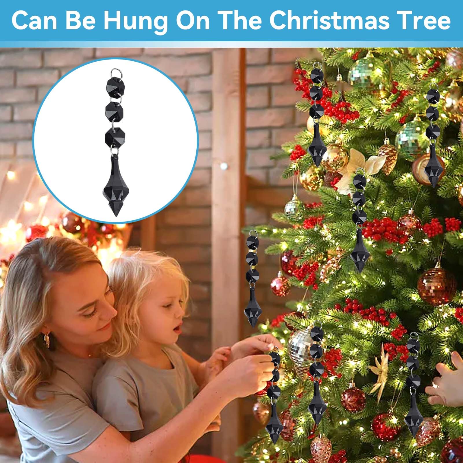 Agatige 10PCS Hanging Crystals, 10cm Crystal Chandelier Prisms Replacement Black Chandelier Crystal Prisms Pendants Crystal Pend