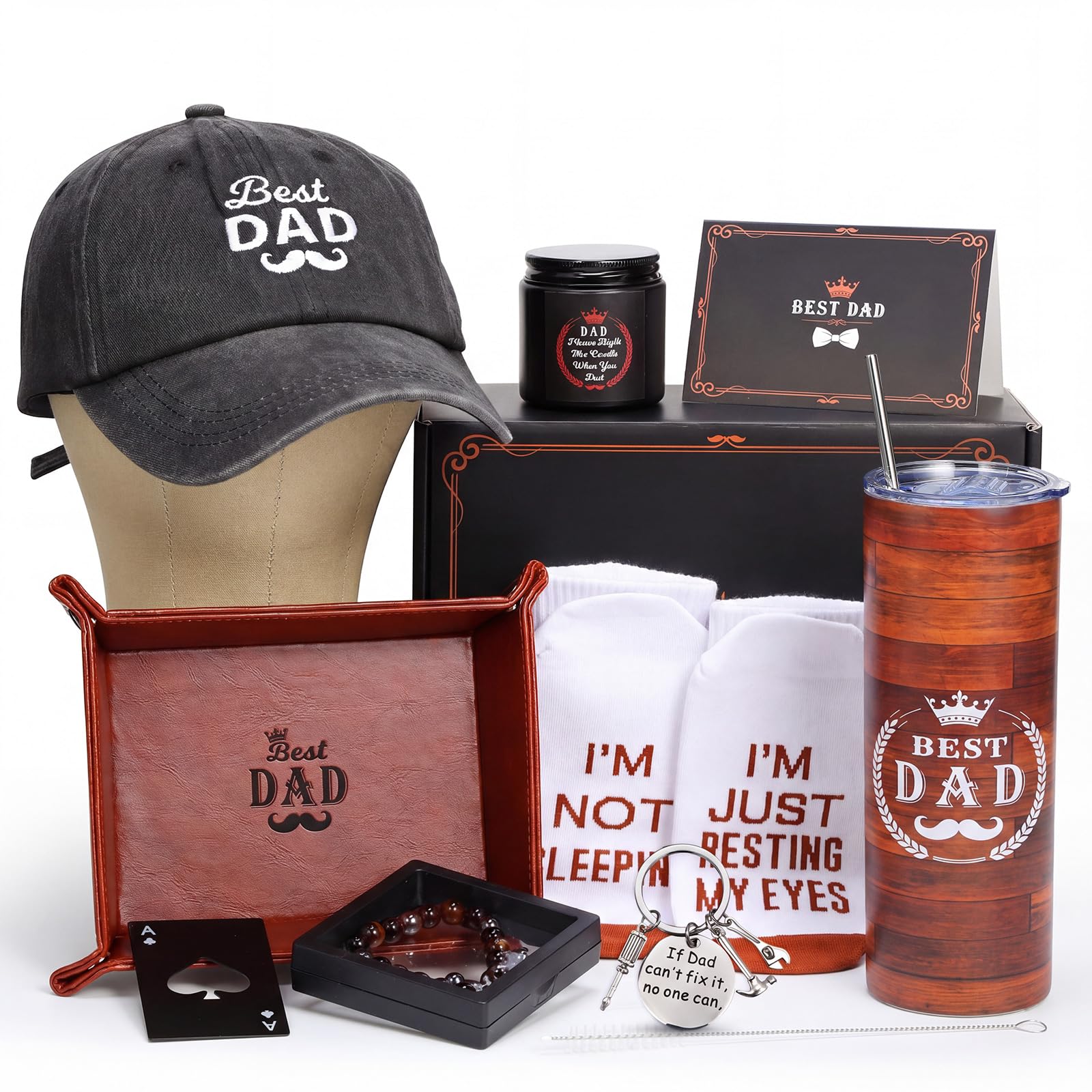 Havawish 10 Pcs Fathers Day Dad Gifts Set - Best Dad Birthday Gift Basket from Daughter Son Fathers Day Thank You Gift Ideas w