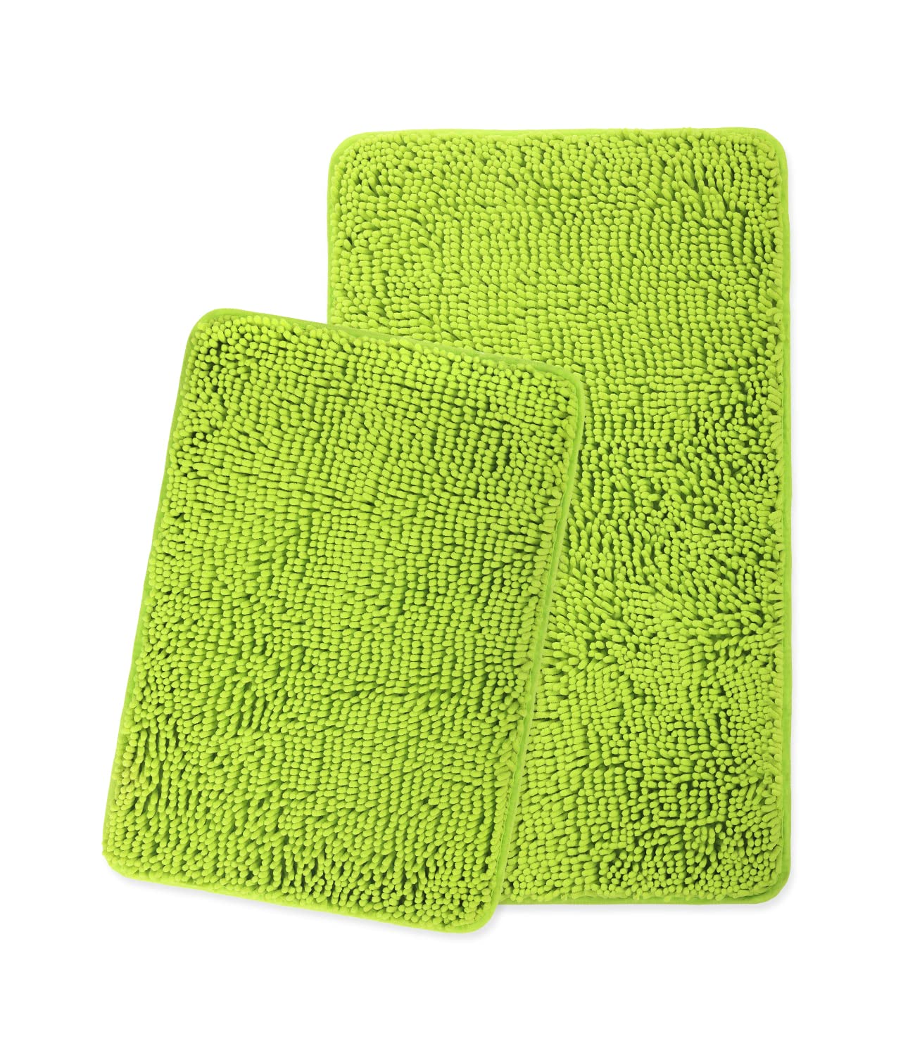 Yeaban Lime Green Bathroom Rugs Sets 2 Piece - Thick Chenille Bath Mats | Absorbent And Washable Bath Rug Non-Slip, Plush And So