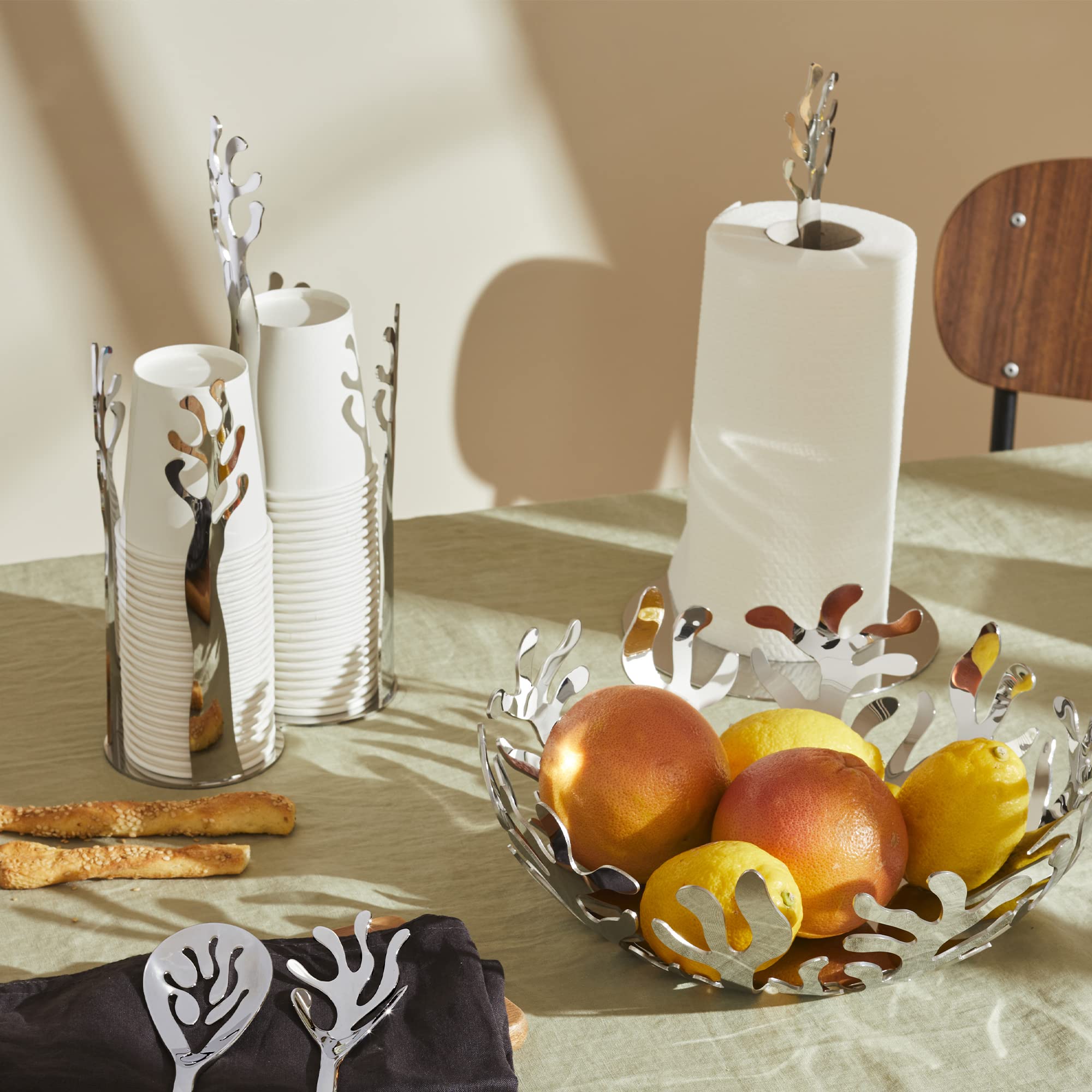 Alessi Kit.Roll Mediterraneo Kitchen Roll Holder, Silver