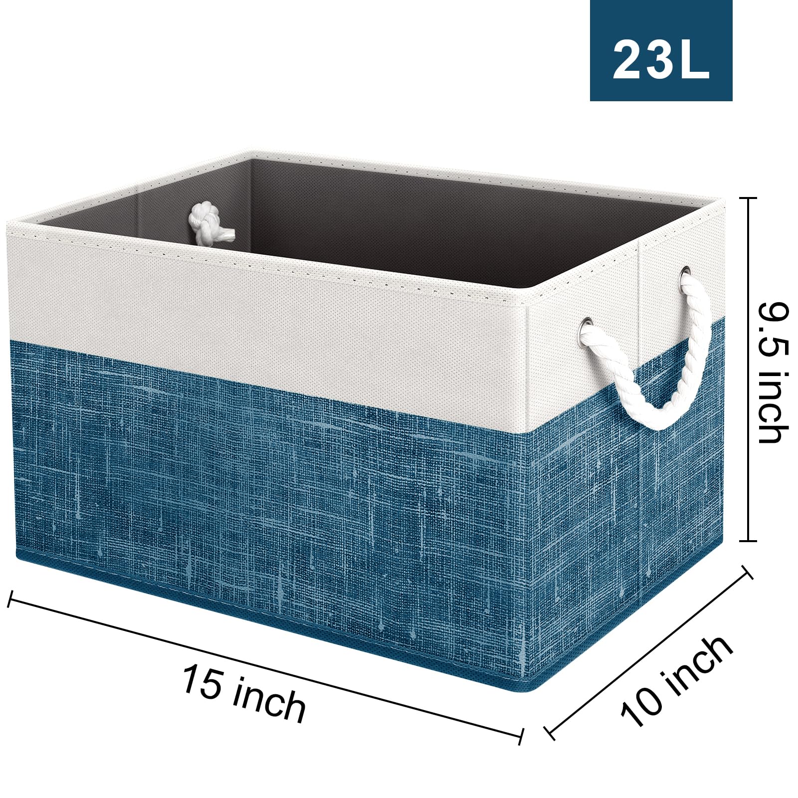 Fab Totes Storage Bins [2-Pack], Foldable Storage Baskets For Organizing Toys, Books, Shelves, Closet, Large Storage Box With Ro