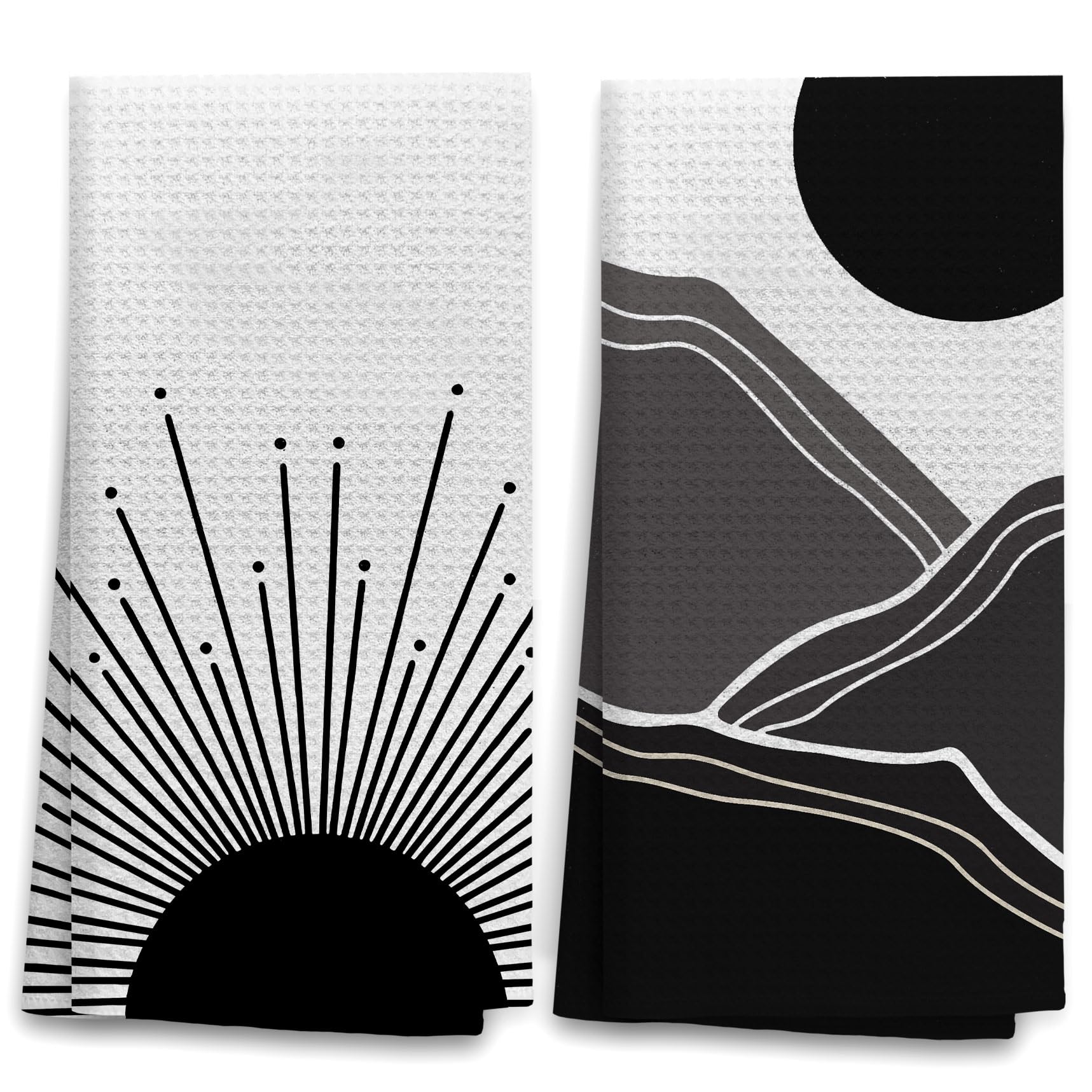 Ohsul Boho Sun Sunrise Sunshine Mountains Absorbent Kitchen Towels Dish Towels Dish Cloth Set Of 2,Boho Nature Landscape Hand To