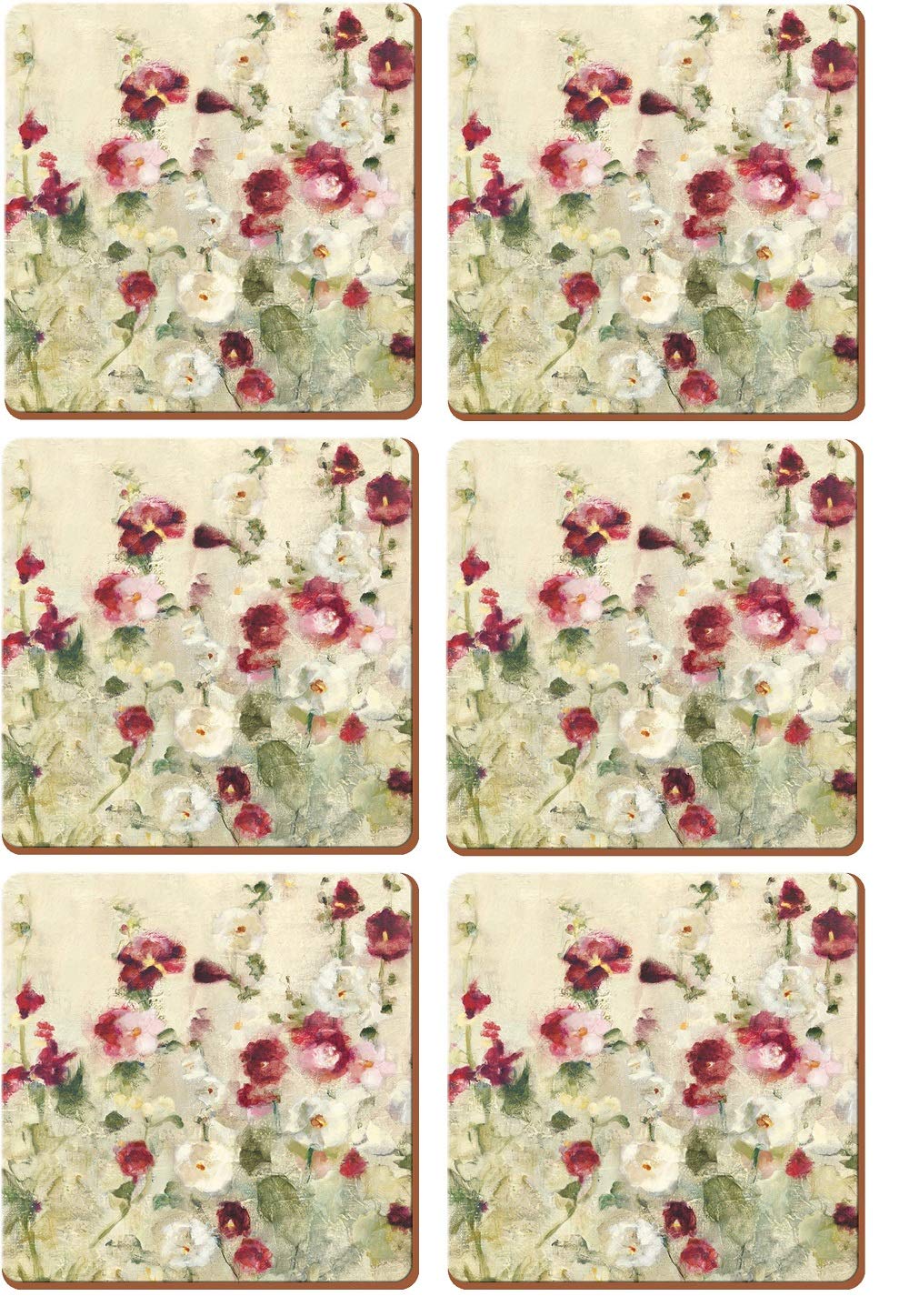 Creative Tops Set Of 6 Wild Field Poppies Premium Cork-Backed Coasters, Multi-Colour, 6 Piece