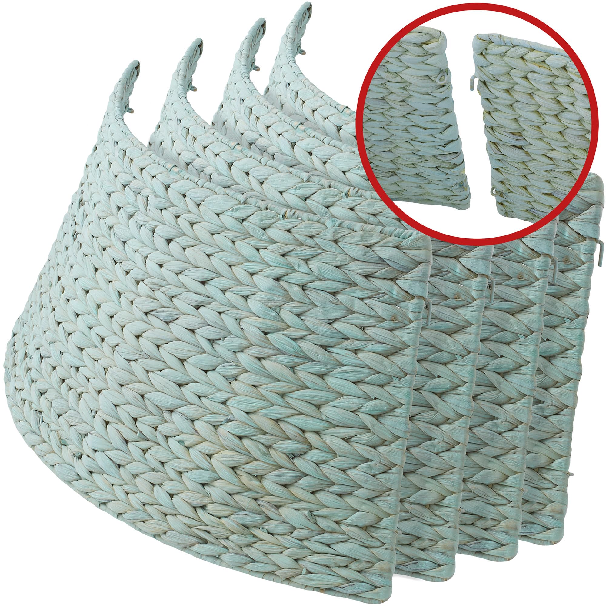 Casafield 42-Inch Christmas Tree Collar, Woven Water Hyacinth Tree Base Cover with Cord Cut Out, Seafoam