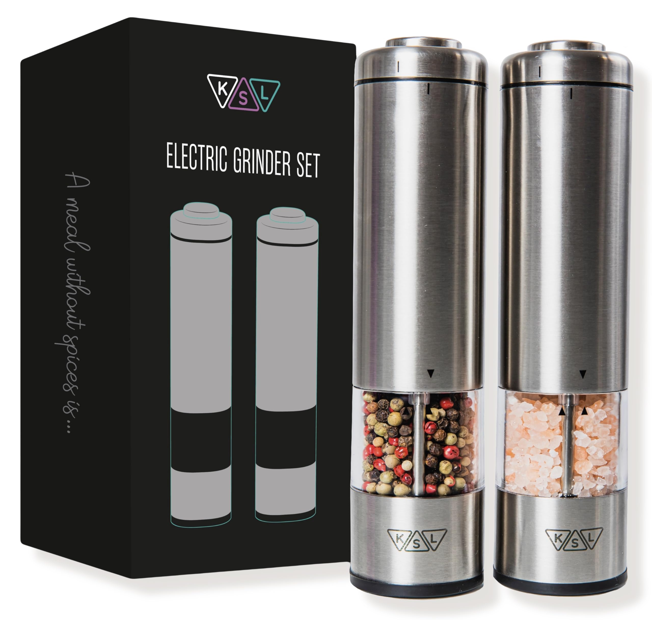 Ksl Electric Salt And Pepper Grinder Set - Mother'S Day Gift - Adjustable Motorized Electrical Powered Auto Shakers Holiday Kit