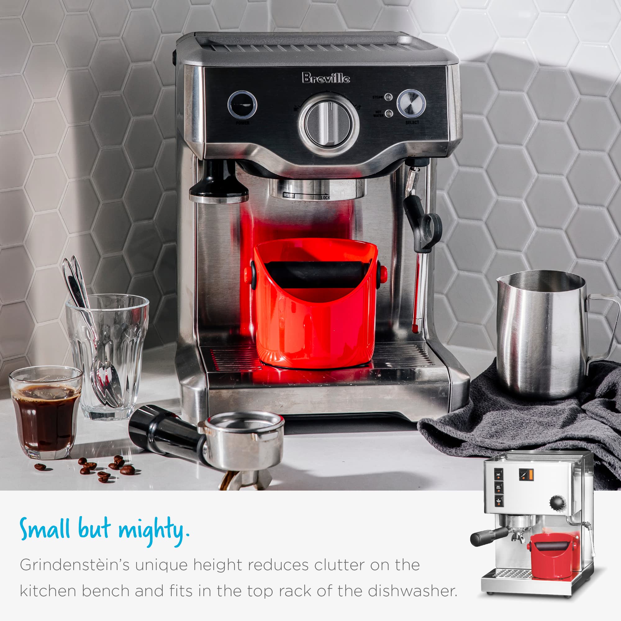 Dreamfarm Big Grindenstin Sturdy, Compact, Modern Space-Saving Espresso Coffee Grind Knock Box -Black