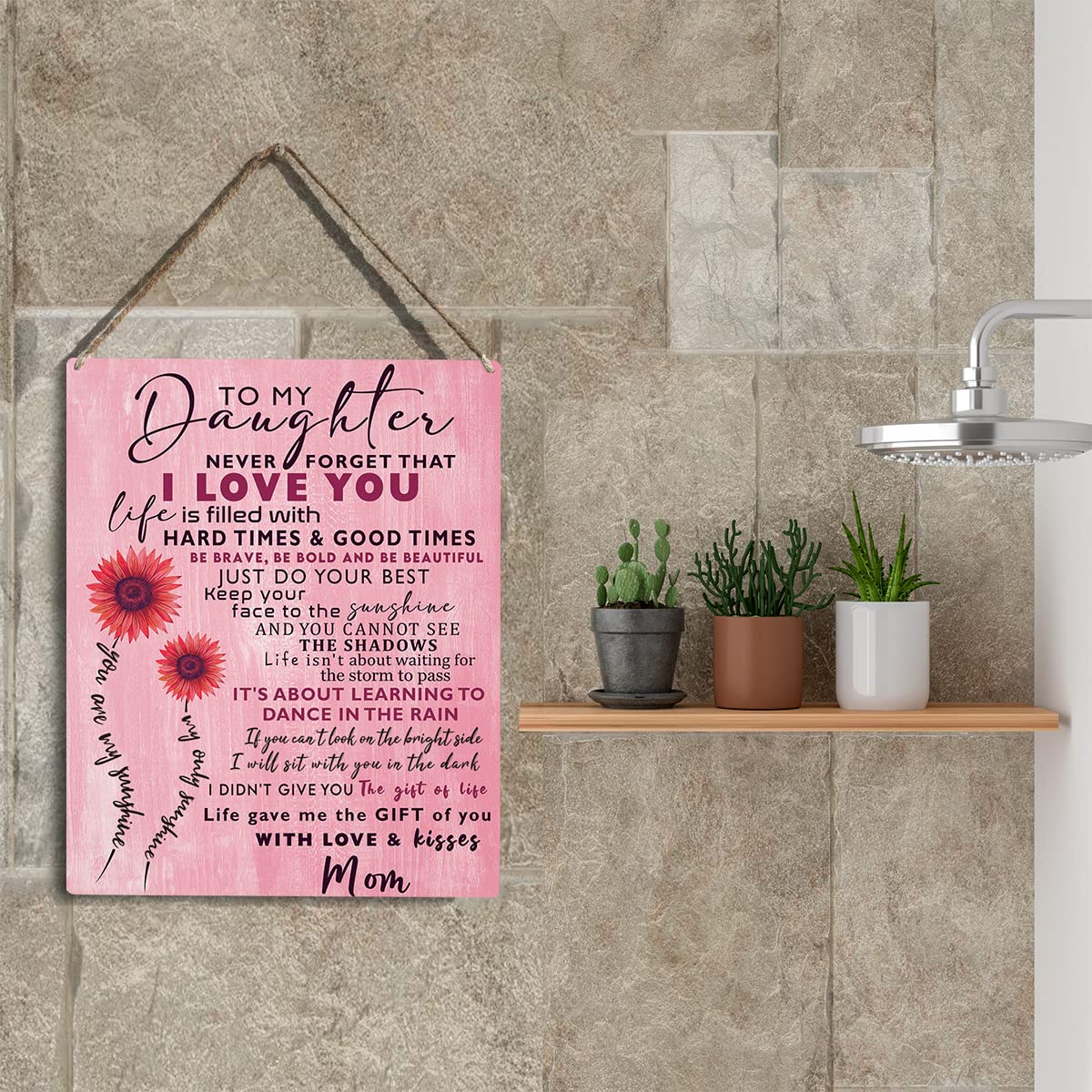 Inspirational Sunflower Daughter Gift from Mom Wall Art To My Daughter Wooden Hanging Sign Daughter Gifts Birthday Gifts for Dau