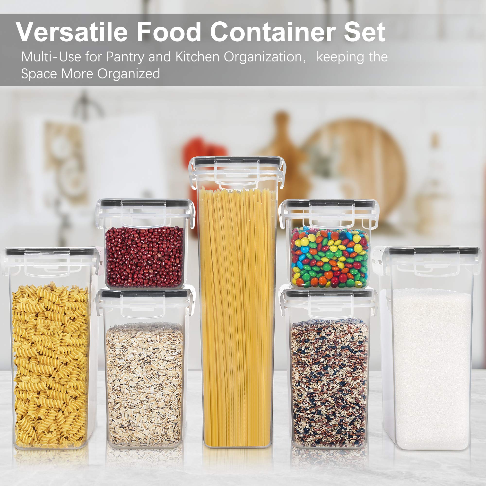 PANTRYSTAR Airtight Food Storage Containers With Lids  7 PCS BPA Free Kitchen Storage Containers for Spaghetti  Pasta  Dry Food Flour and Sugar  Plastic Canisters for Pantry Organization and Storage