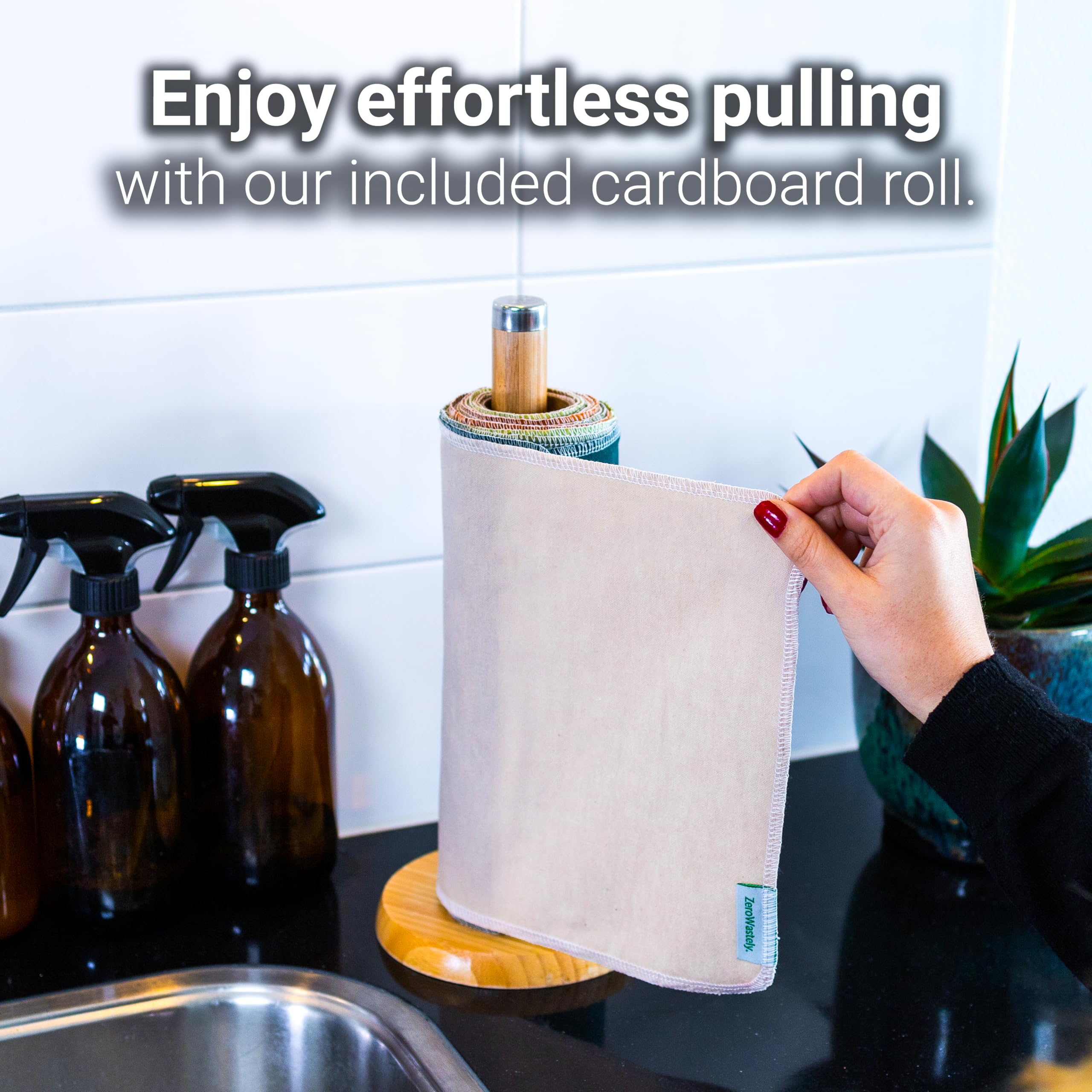 ZeroWastely Reusable Paper Towels - Value Pack of 24 Paperless Paper Towels! - 100% Cotton  Super Soft  Absorbent  Washable and Made to Last - Cut Back and Waste Less with Our Cloth Paper Towels
