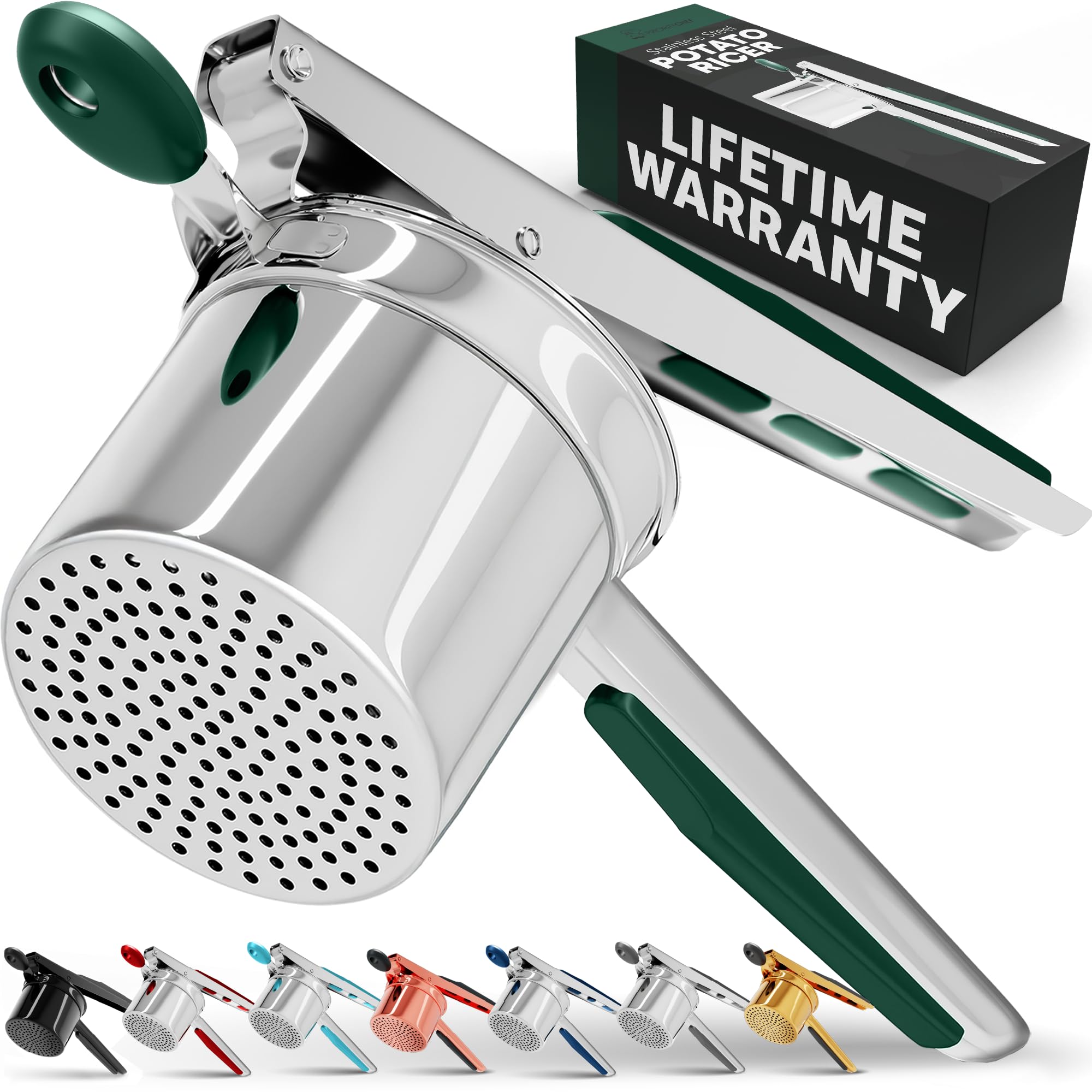 PriorityChef Large 15oz Potato Ricer, Heavy Duty Stainless Steel Potato Masher and Ricer Kitchen Tool, Press and Mash Kitchen Ga