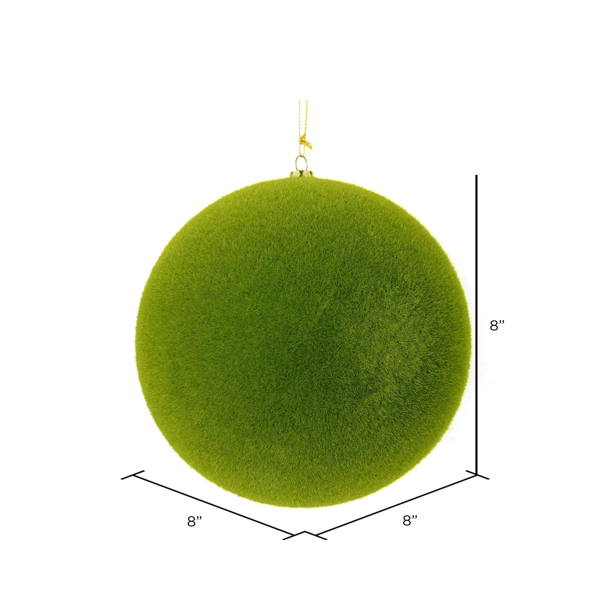 Vickerman 8 Christmas Ornament Flocked Ball, Moss Green Flocked Finish, Shatterproof Plastic, Holiday Christmas Tree Decoration,