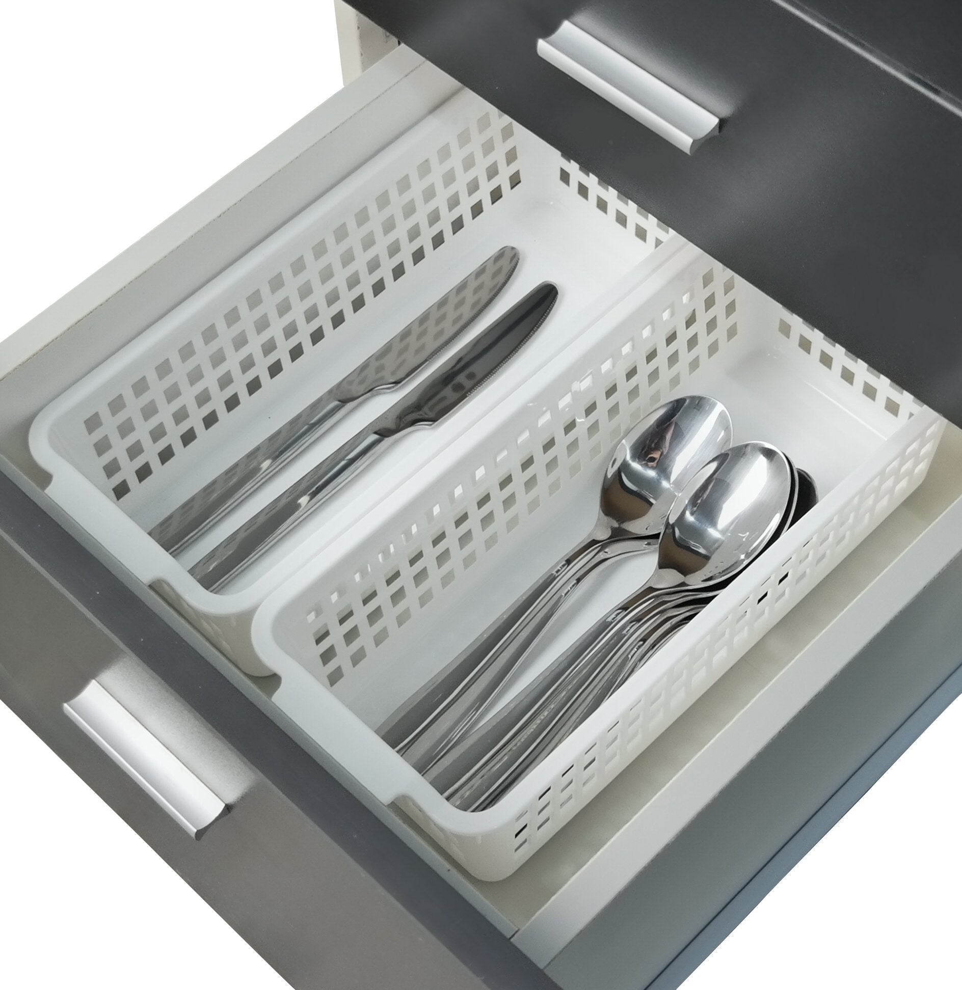 Fiazony 6-Pack Small Plastic Storage Baskets / Trays Organizer, White