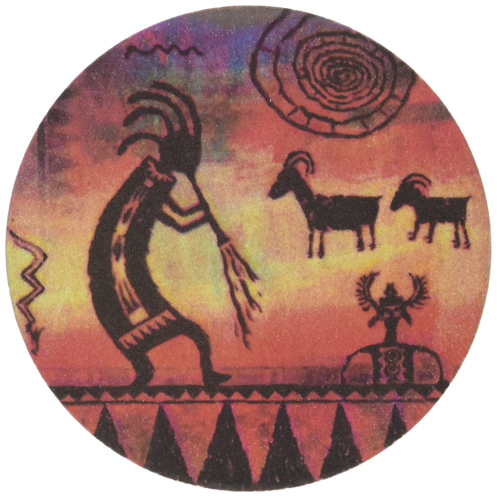 Thirstystone Kokopelli Petroglyph Natural Sandstone Coaster 4 Pack Eco-Friendly, Absorbent, Easily Wipes Clean
