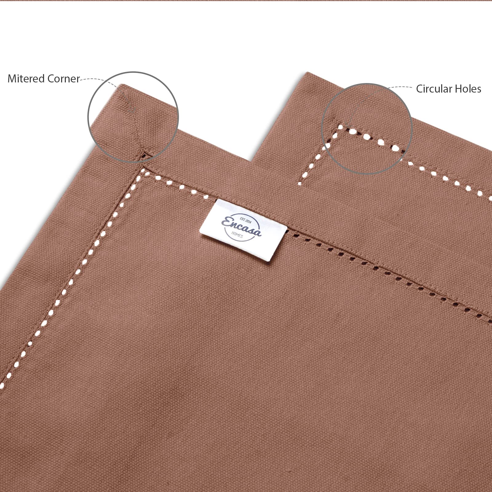 Encasa Homes 100% Pure Cotton Hemstitched Dining Table Placemats Of Size (Rectangular) - Tan - Set Of 4 | Perfect For Party, Hom