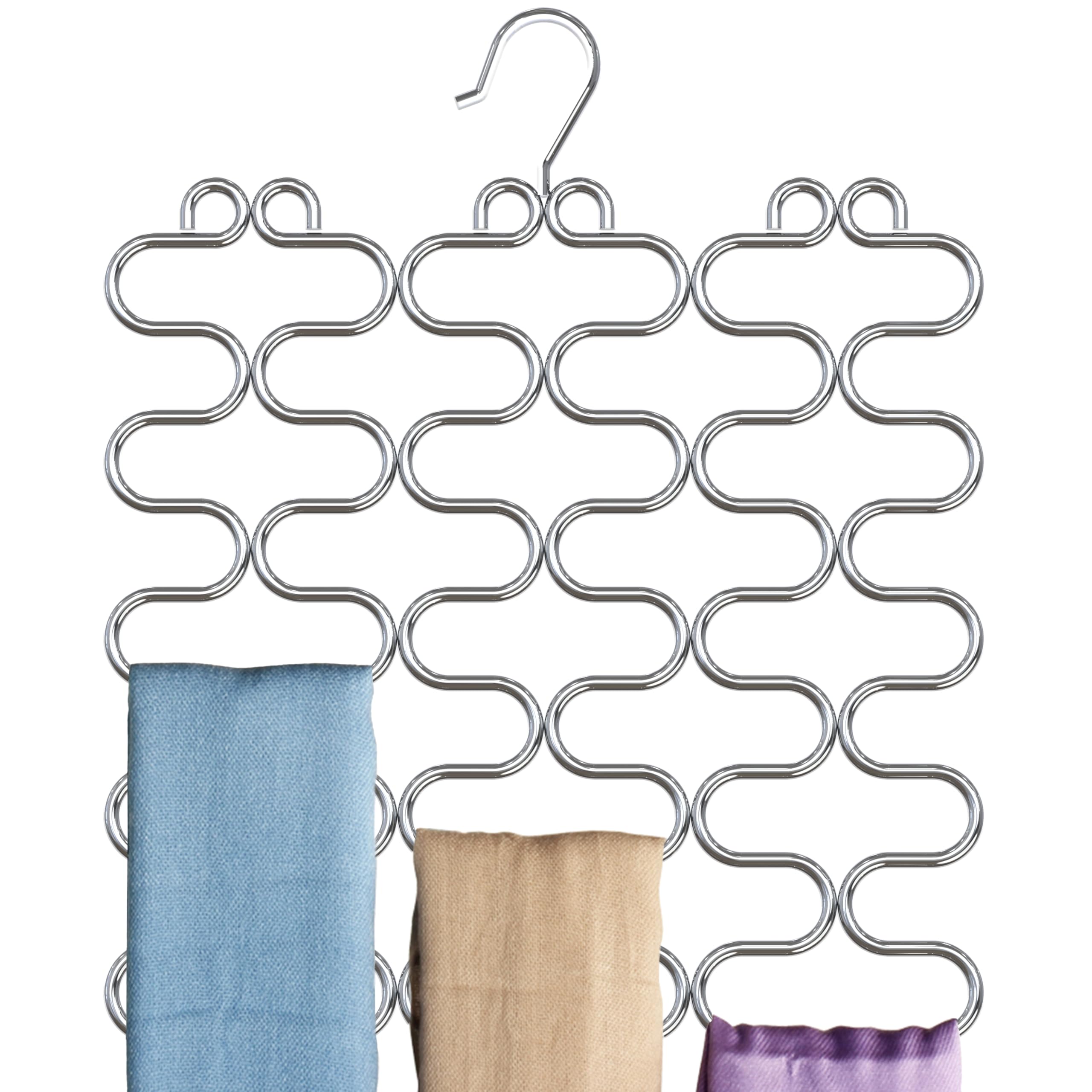 Decobros Supreme 23 Loop Scarfbelttie Organizer Hanger Holder, Chrome