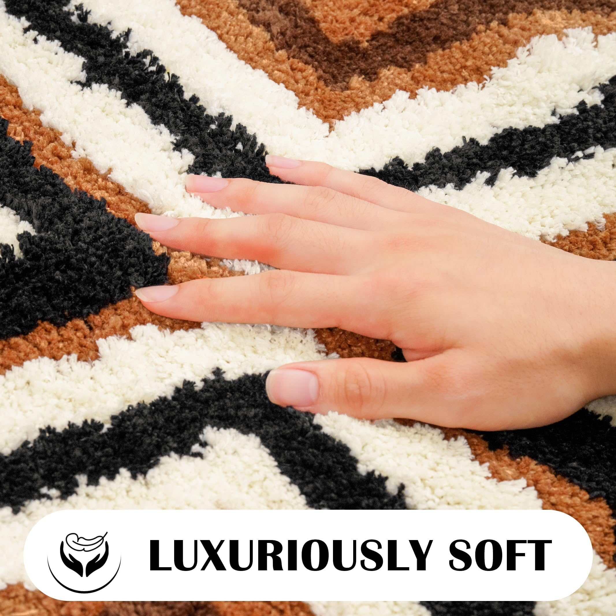 Tyrot Black Boho Long Bathroom Rugs Runner Non Slip Washable Western Aztec Bath Mats Rugs For Bathroom Hallway Plush Soft Absorb